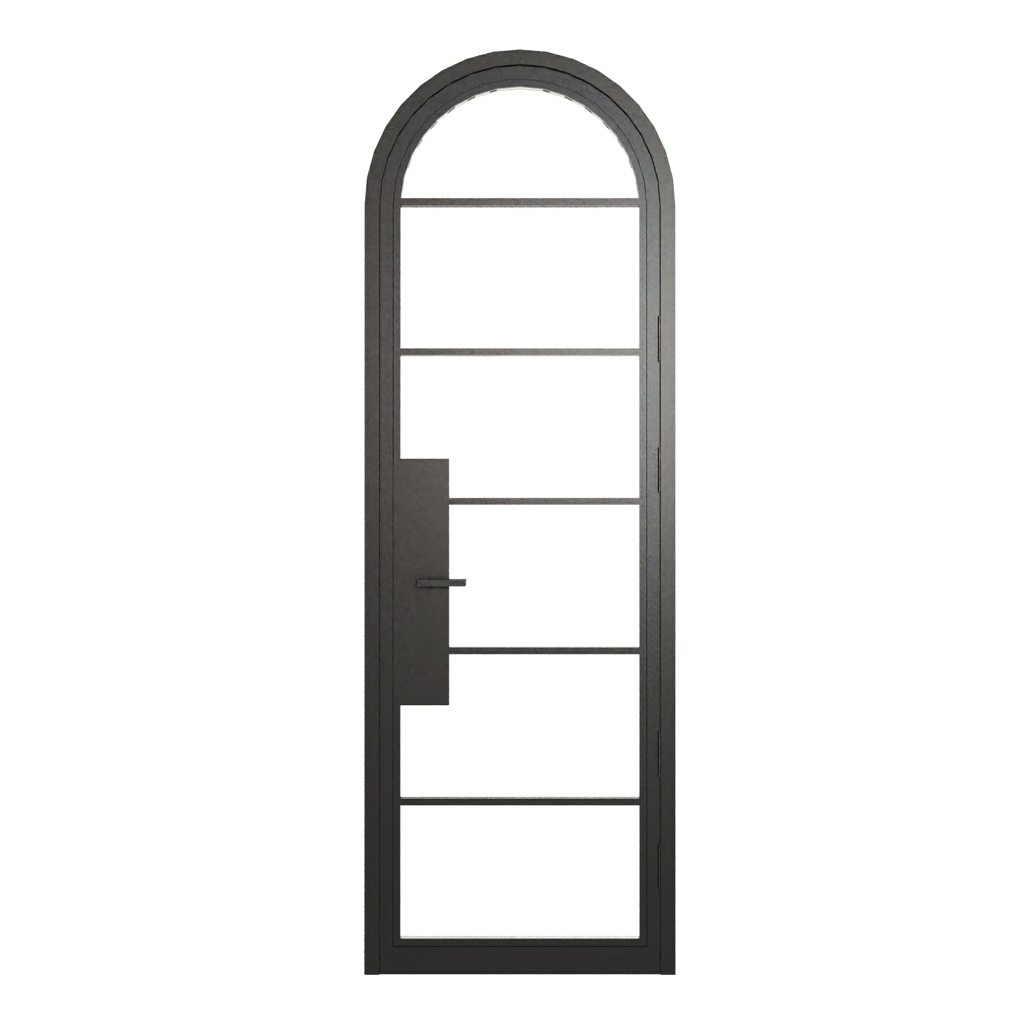 6 Lite Round Top Single Front Door - steel and glass front door closed view - Alpada Doors