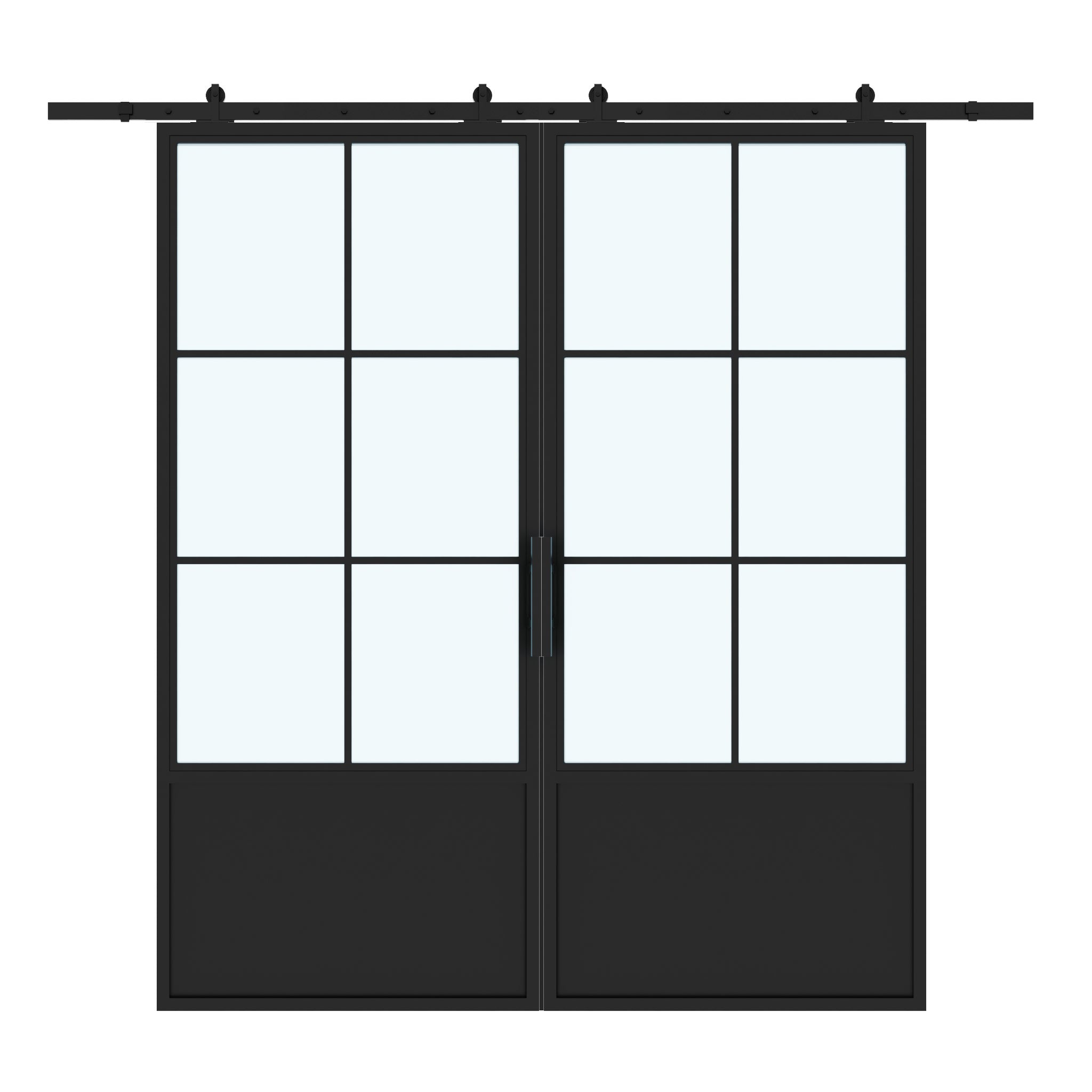 X6 Lite Double Interior Steel Glass Barn Door