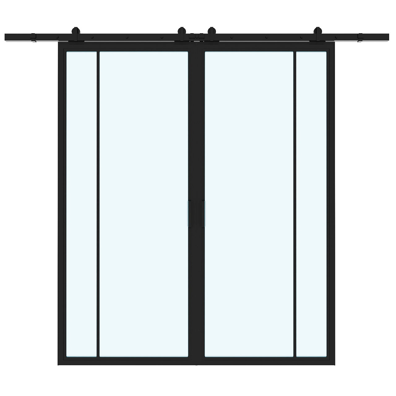 2 Lite Double Interior Steel Glass Barn Door