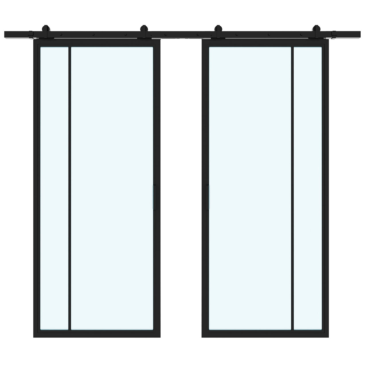 2 Lite Double Interior Steel Glass Barn Door