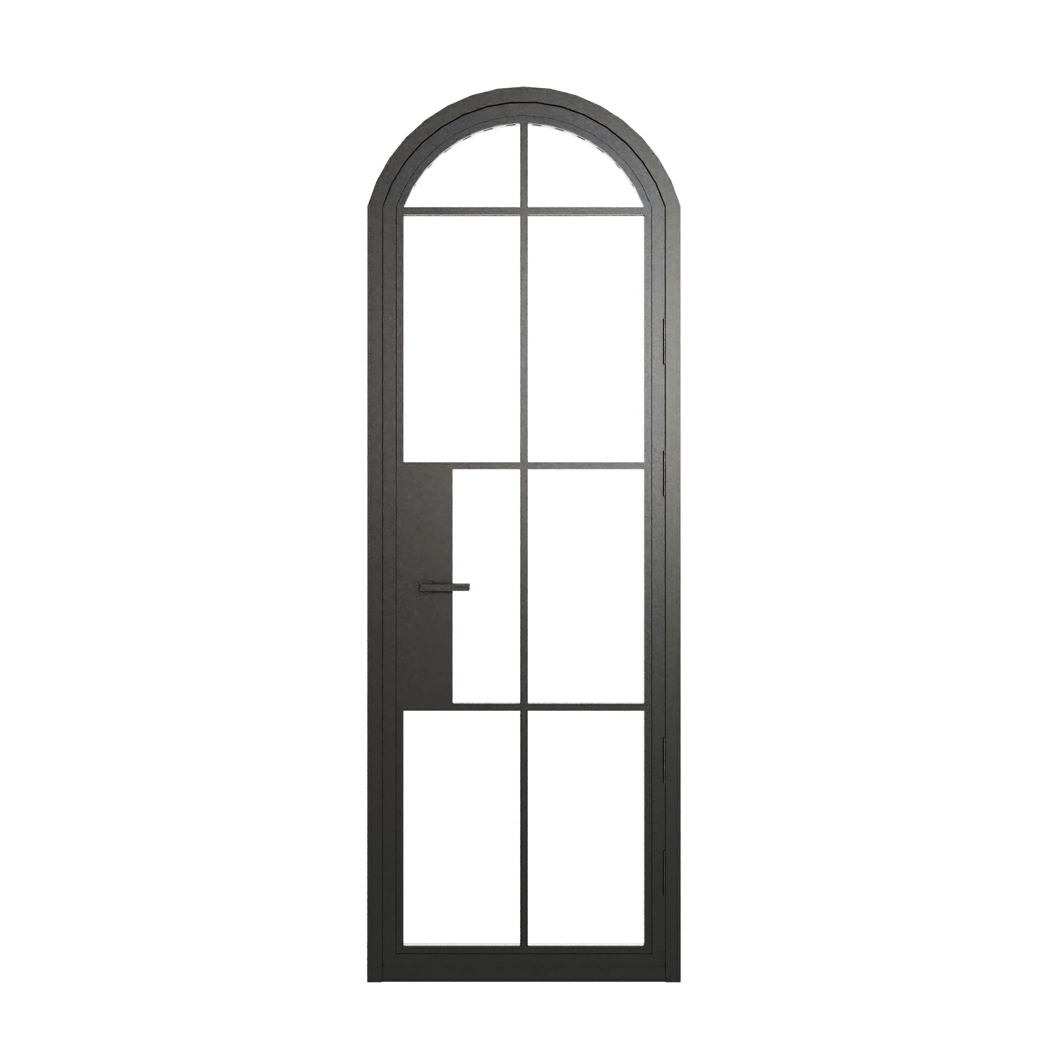 8 Lite Arched Single Front Door - steel and glass front door closed view - Alpada Doors