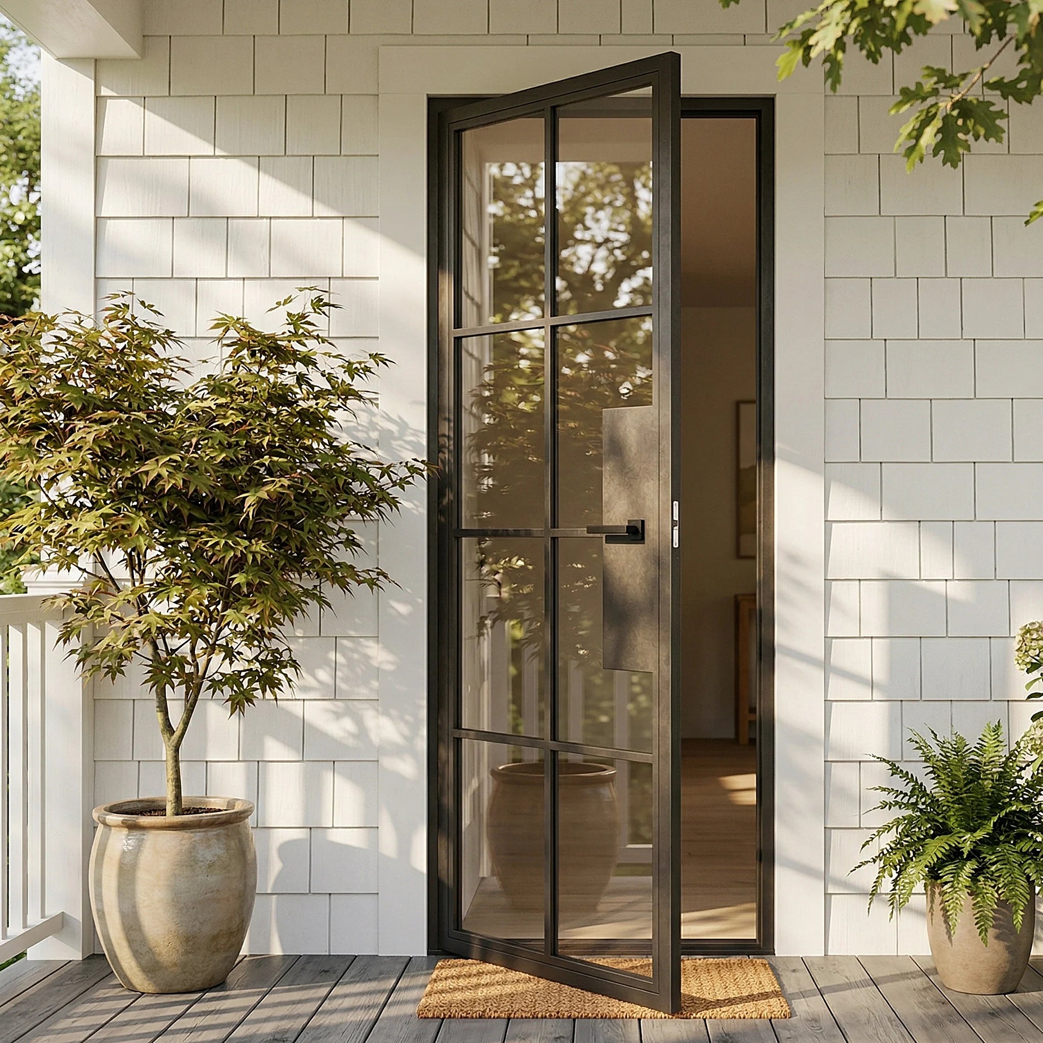 8 Lite Entryway Steel French Door - AlpadaDoors - Exterior single swing door