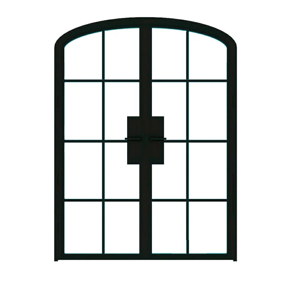 8 Lite Interior Steel Arched Top French Double Door - AlpadaDoors - Arched interior french doors