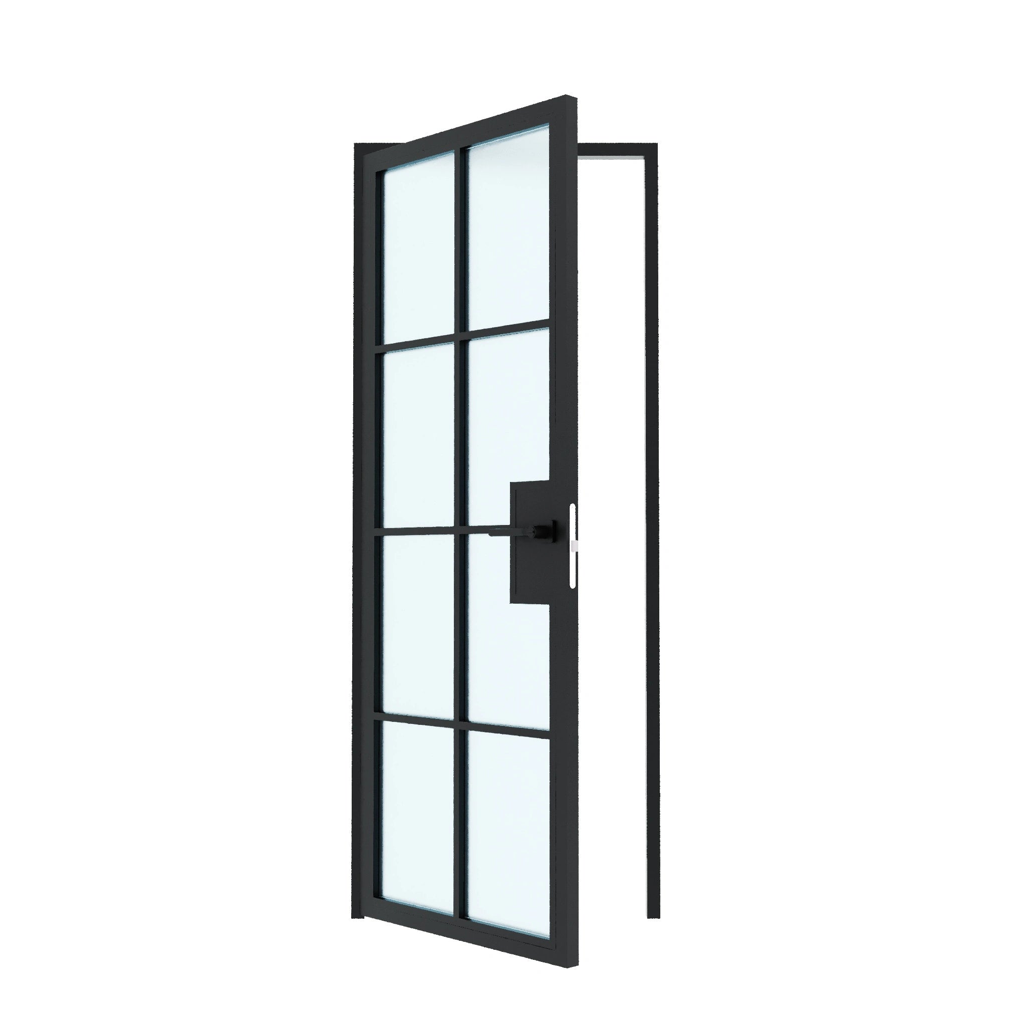 8 Lite Interior Steel French Door Frosted Glass - AlpadaDoors - Interior single swing door