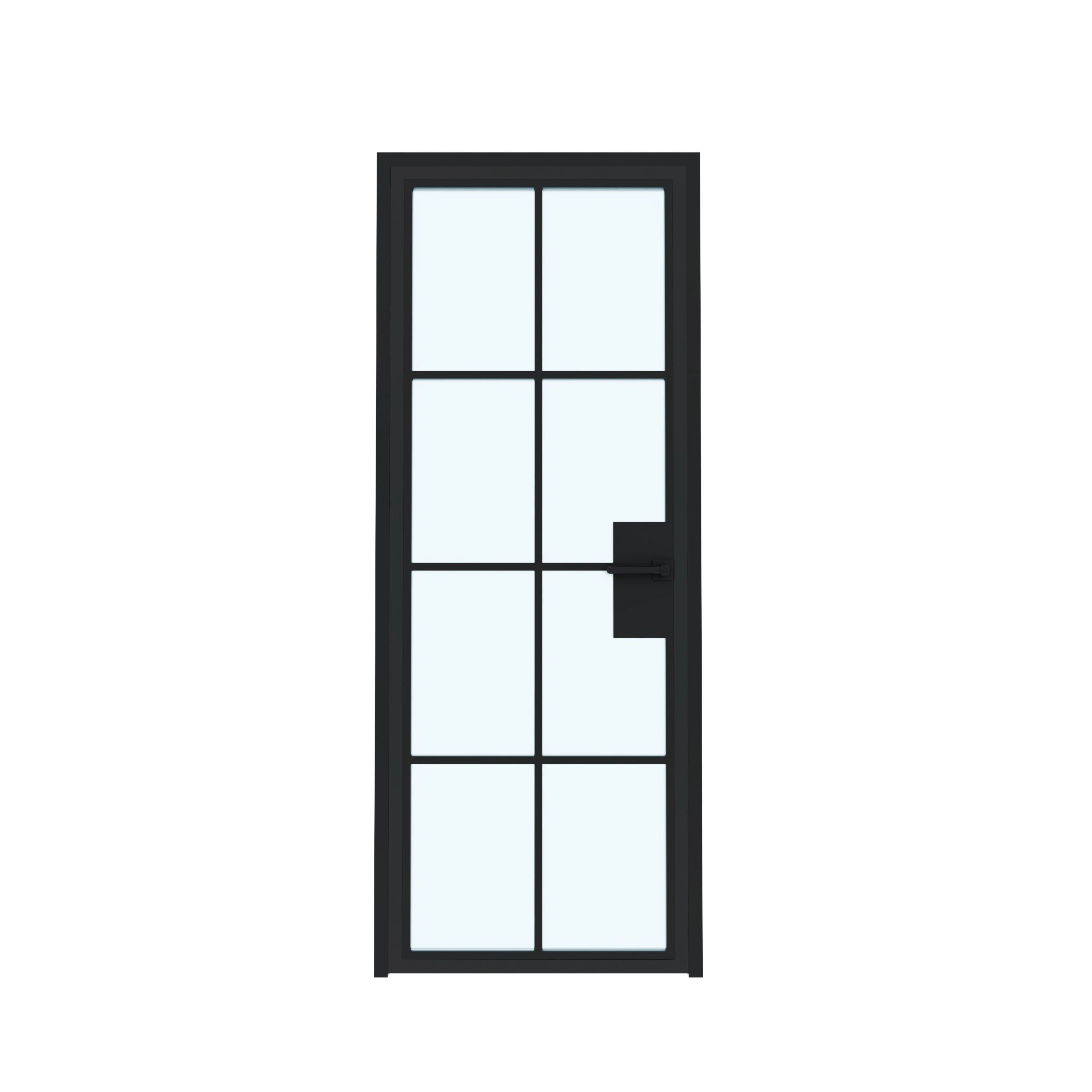 8 Lite Interior Steel French Door Frosted Glass - AlpadaDoors - Interior single swing door