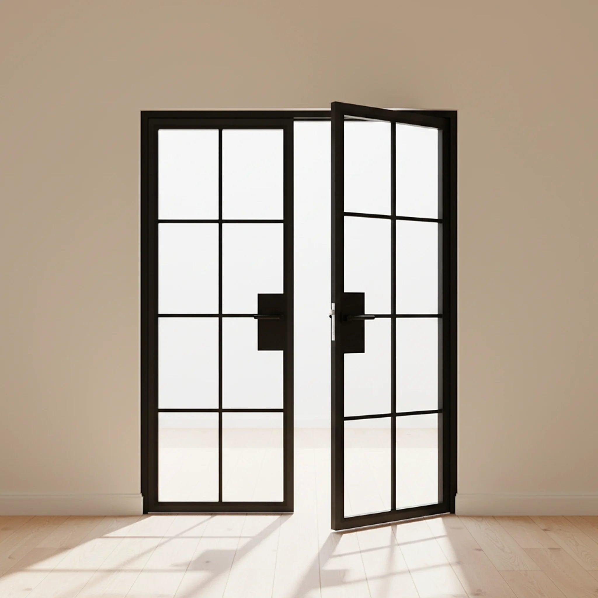 8 Lite Interior Steel French Double Door Classic Grid - Alpada Doors
