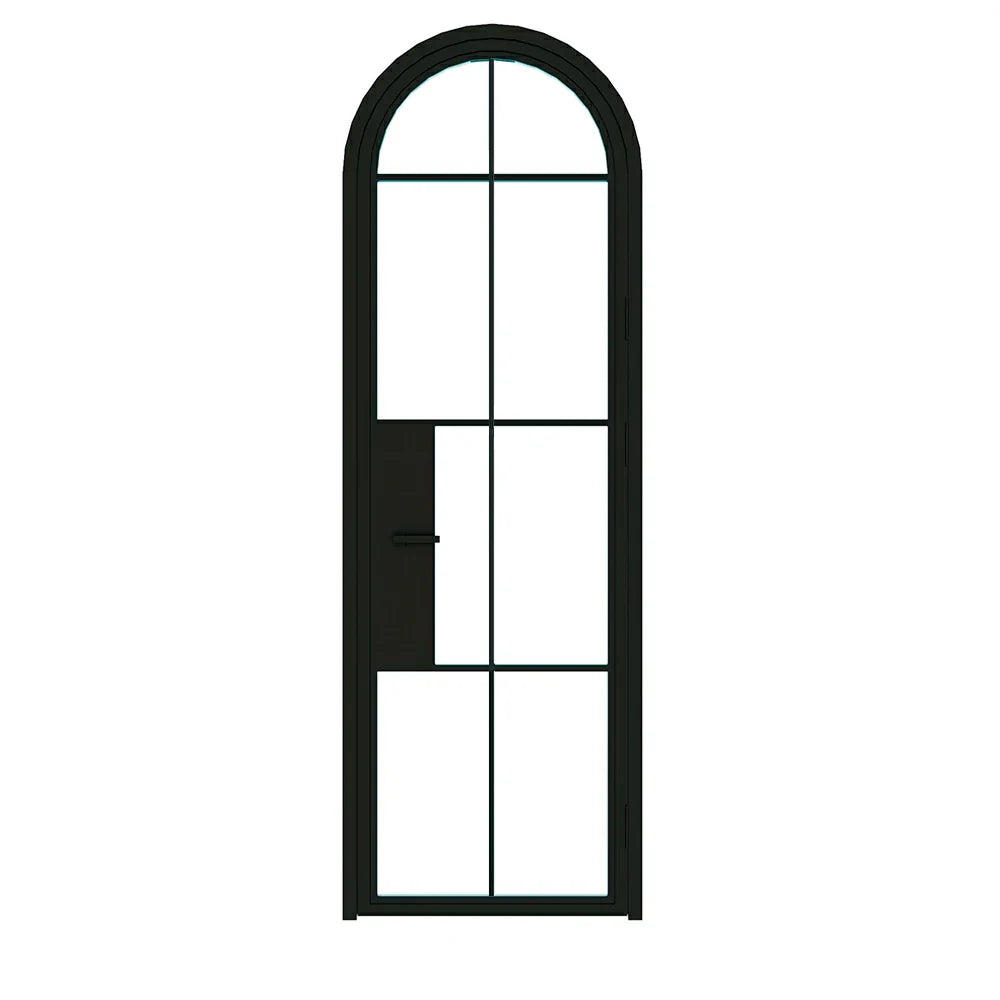 8 Lite Interior Steel Round Top French Door