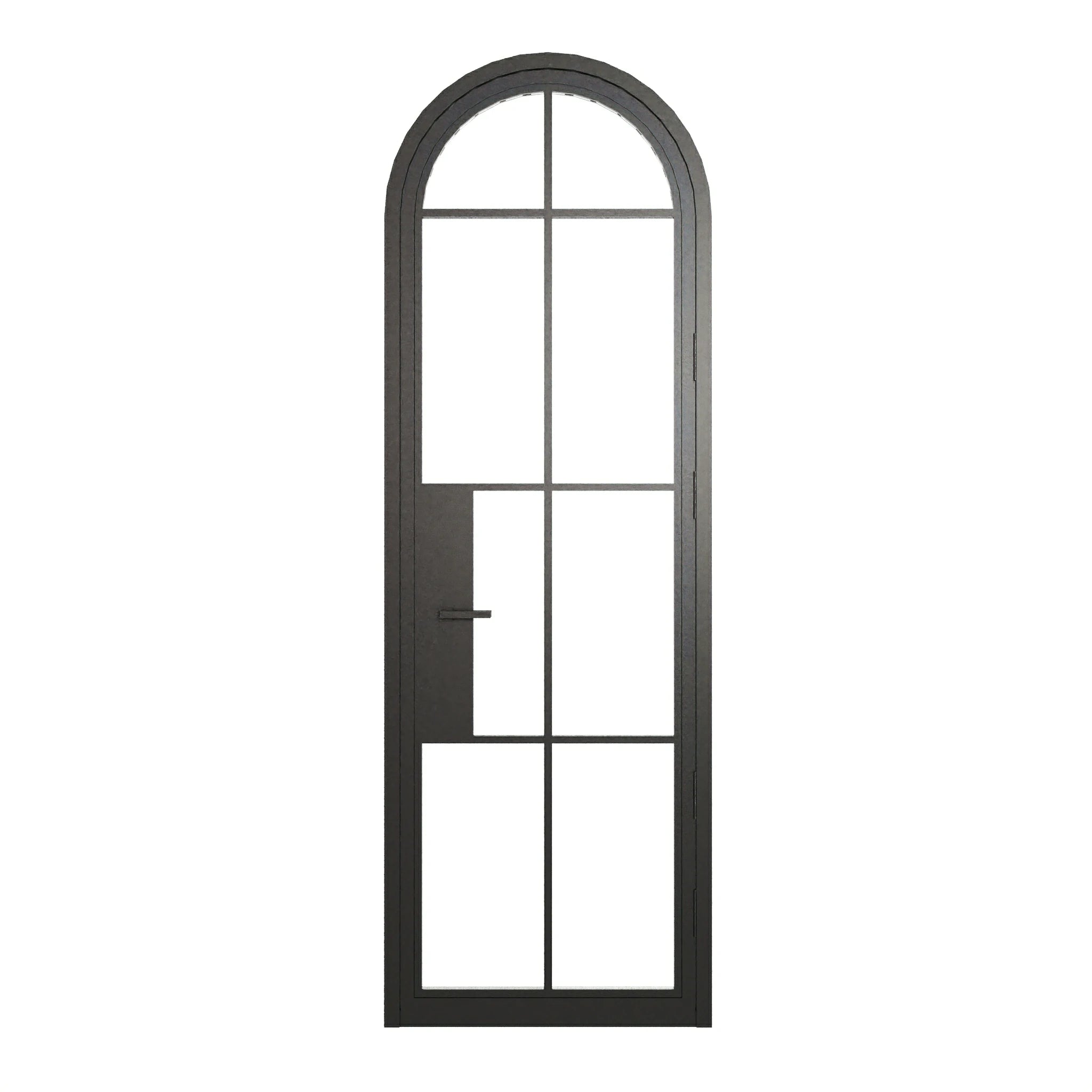 8 Lite Round Top Single Front Door - steel and glass front door closed view - Alpada Doors