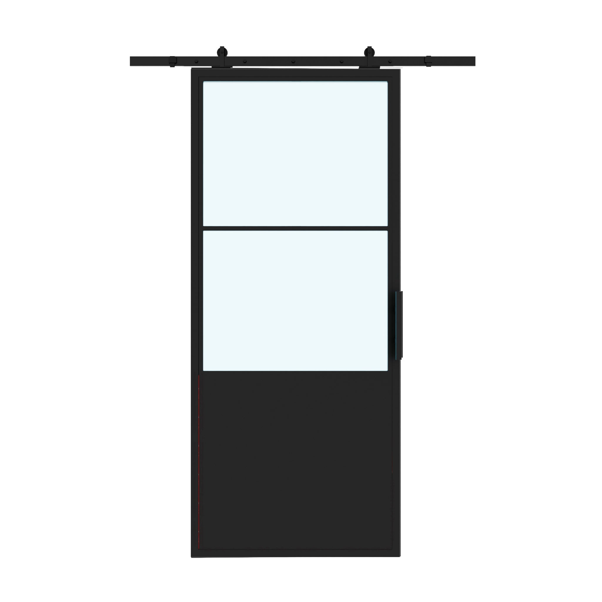 2X Lite Interior Steel Glass Barn Door