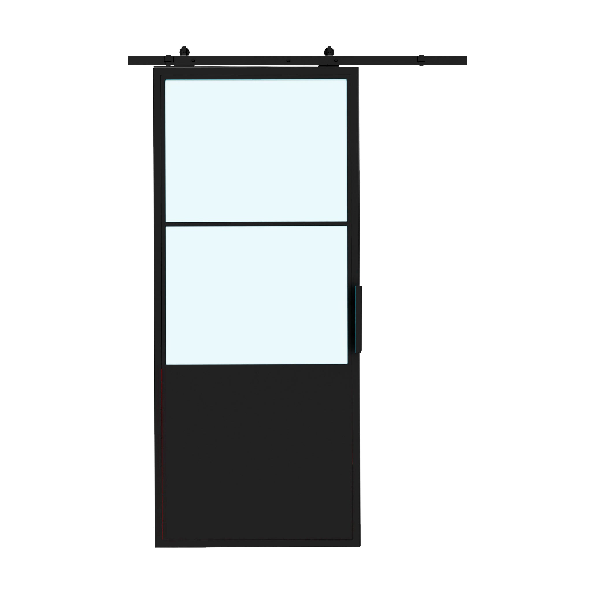 2X Lite Interior Steel Glass Barn Door