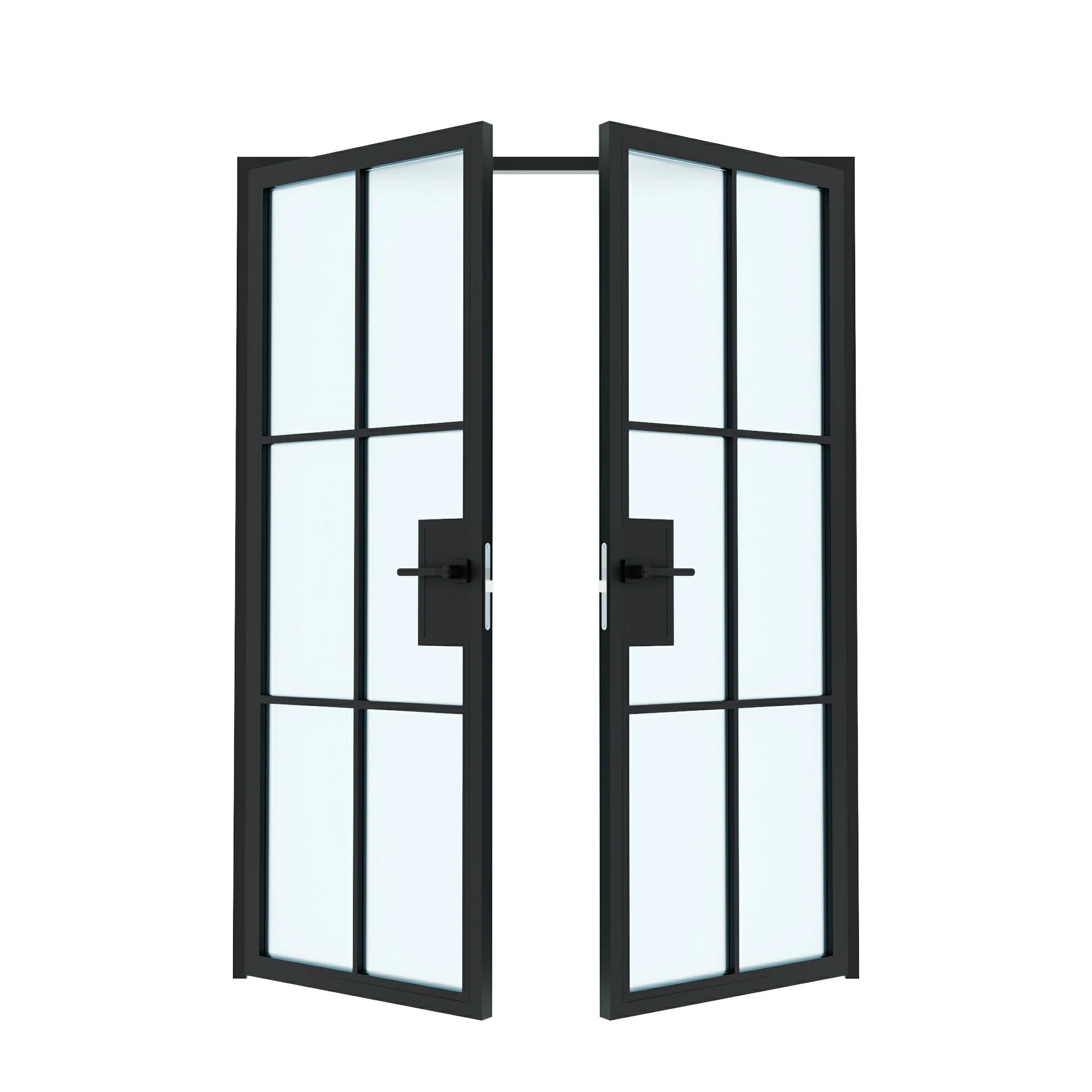 6 Lite Double Swing Interior Steel & Glass Doors