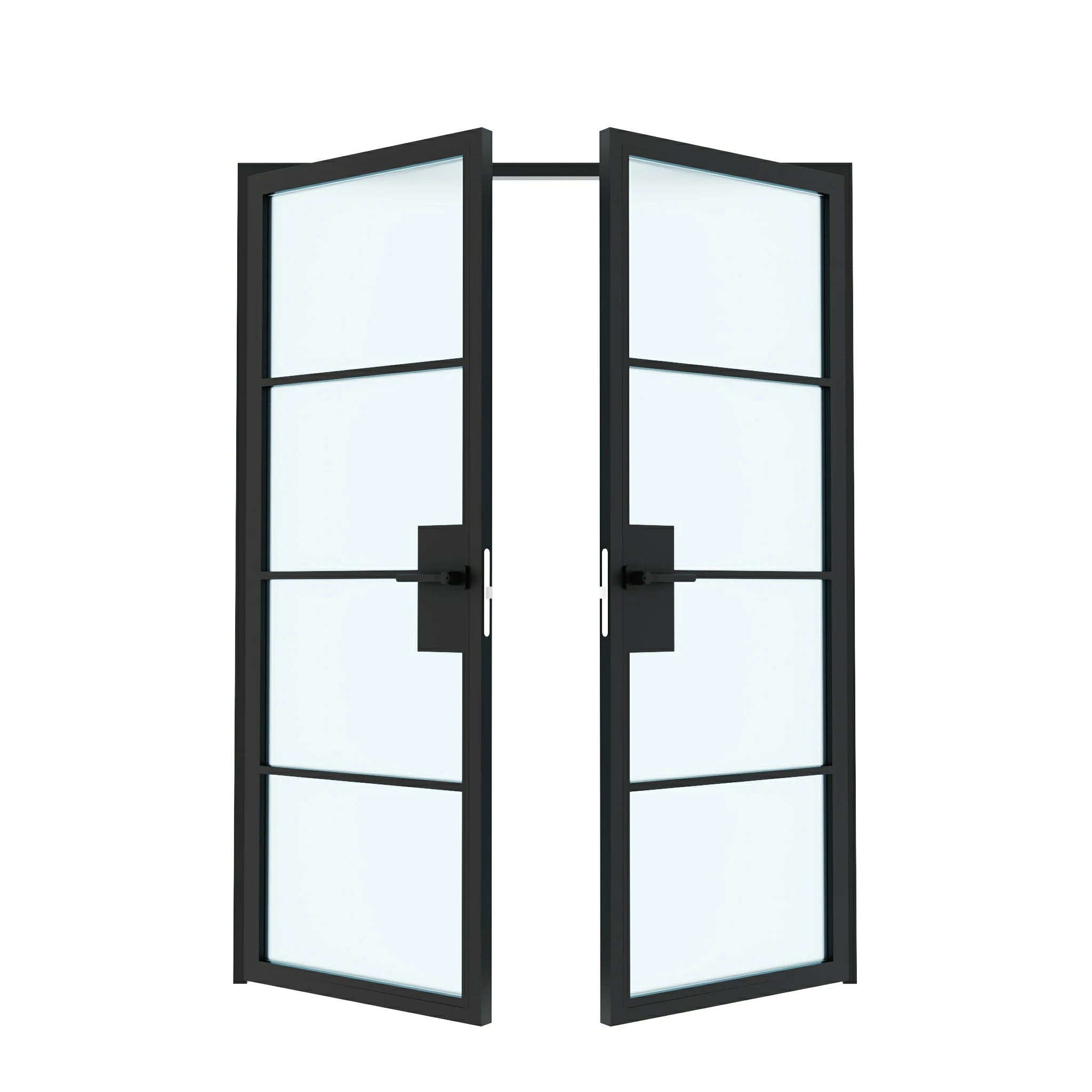 4 Lite Double Swing Interior Steel & Glass Doors