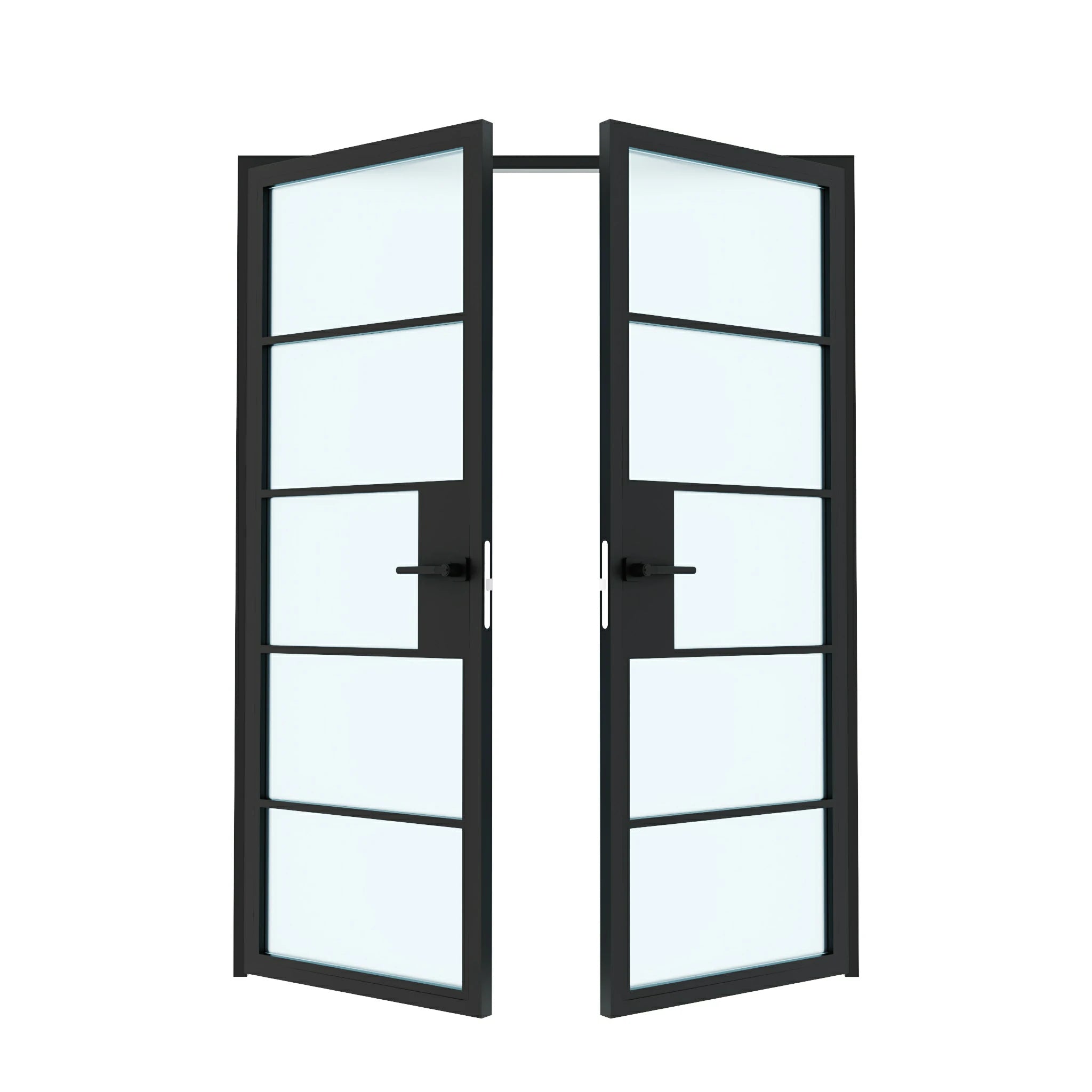 5 Lite Double Swing Interior Steel & Glass Doors