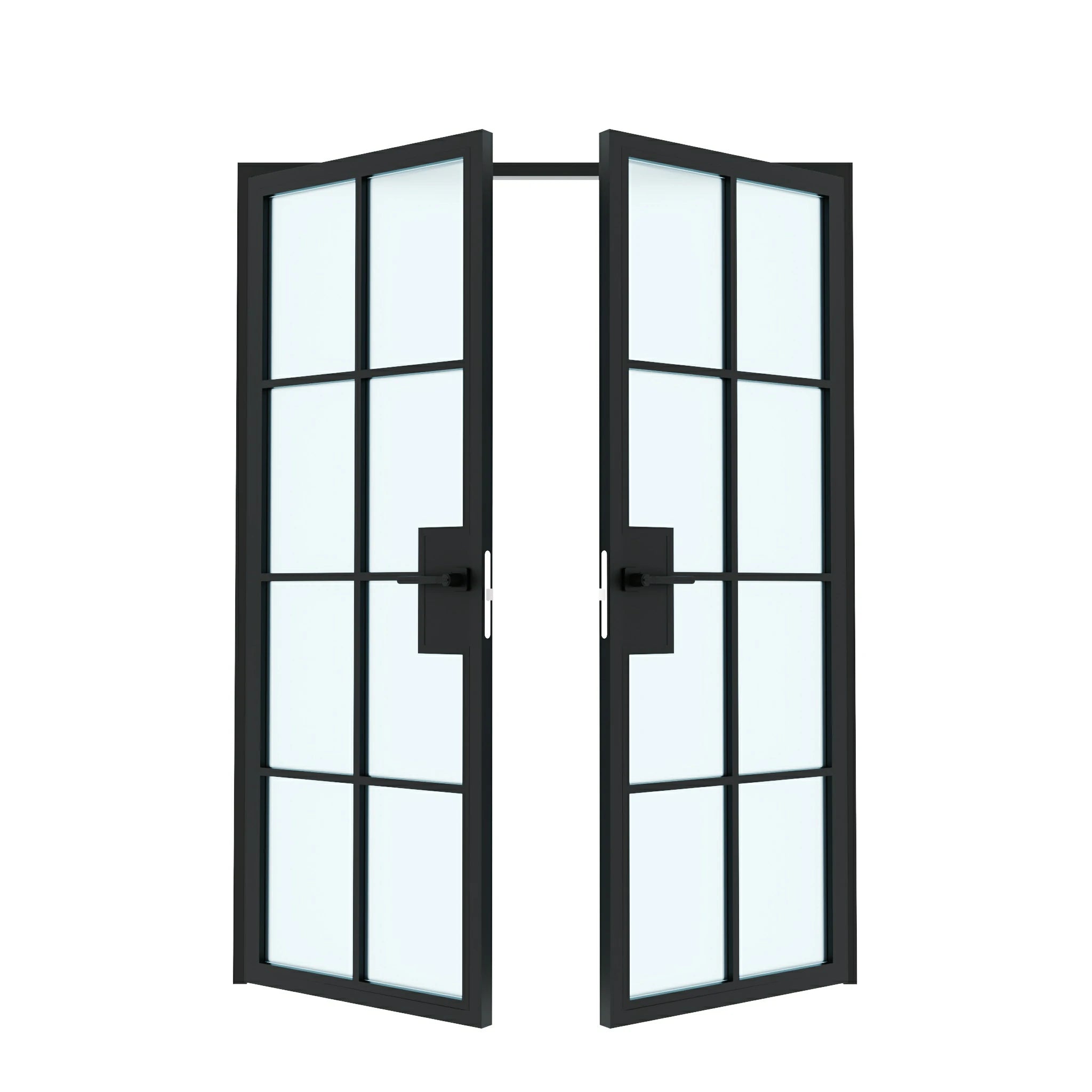 8 Lite Double Swing Interior Steel & Glass Doors