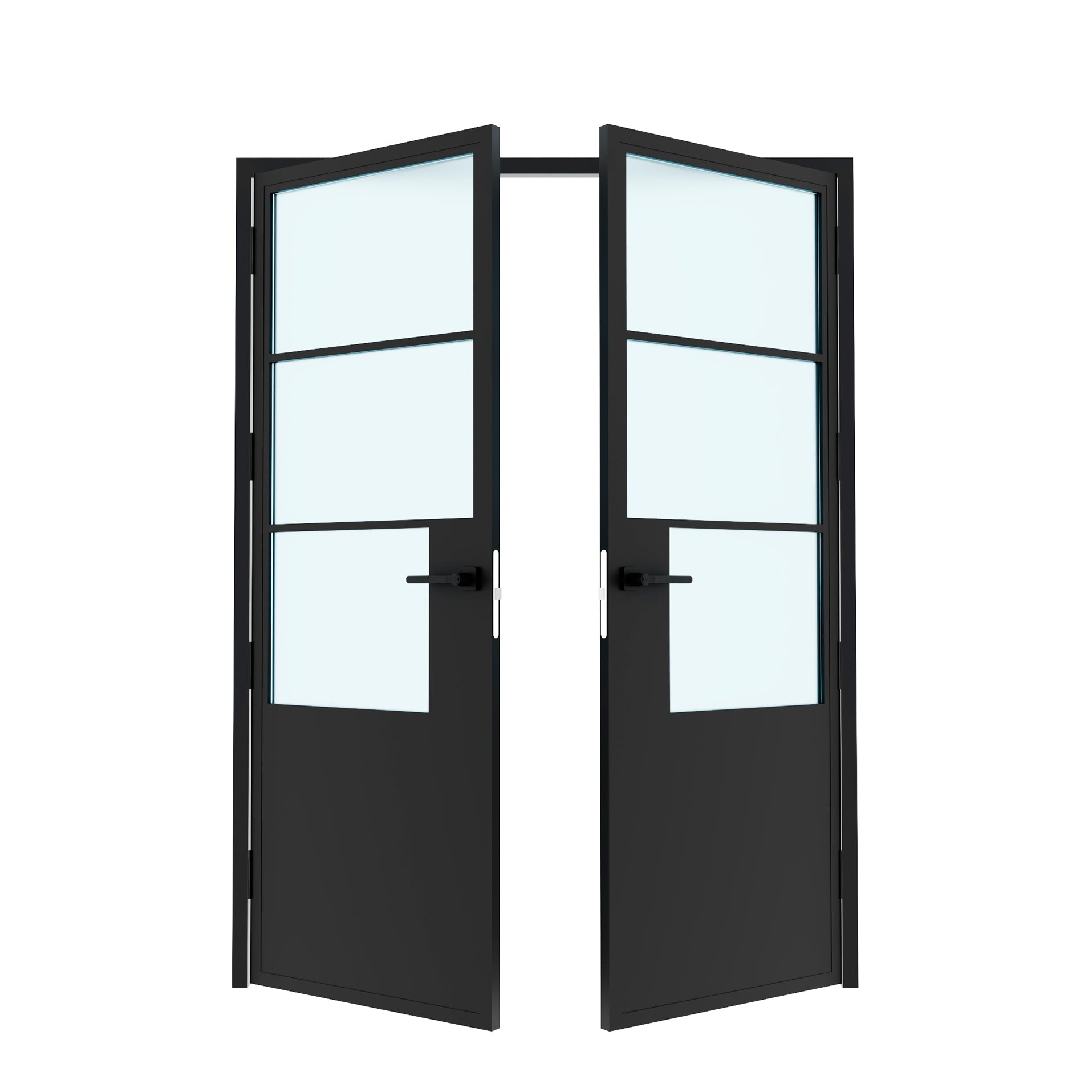 6x Lite Double Swing Interior Steel & Glass Doors