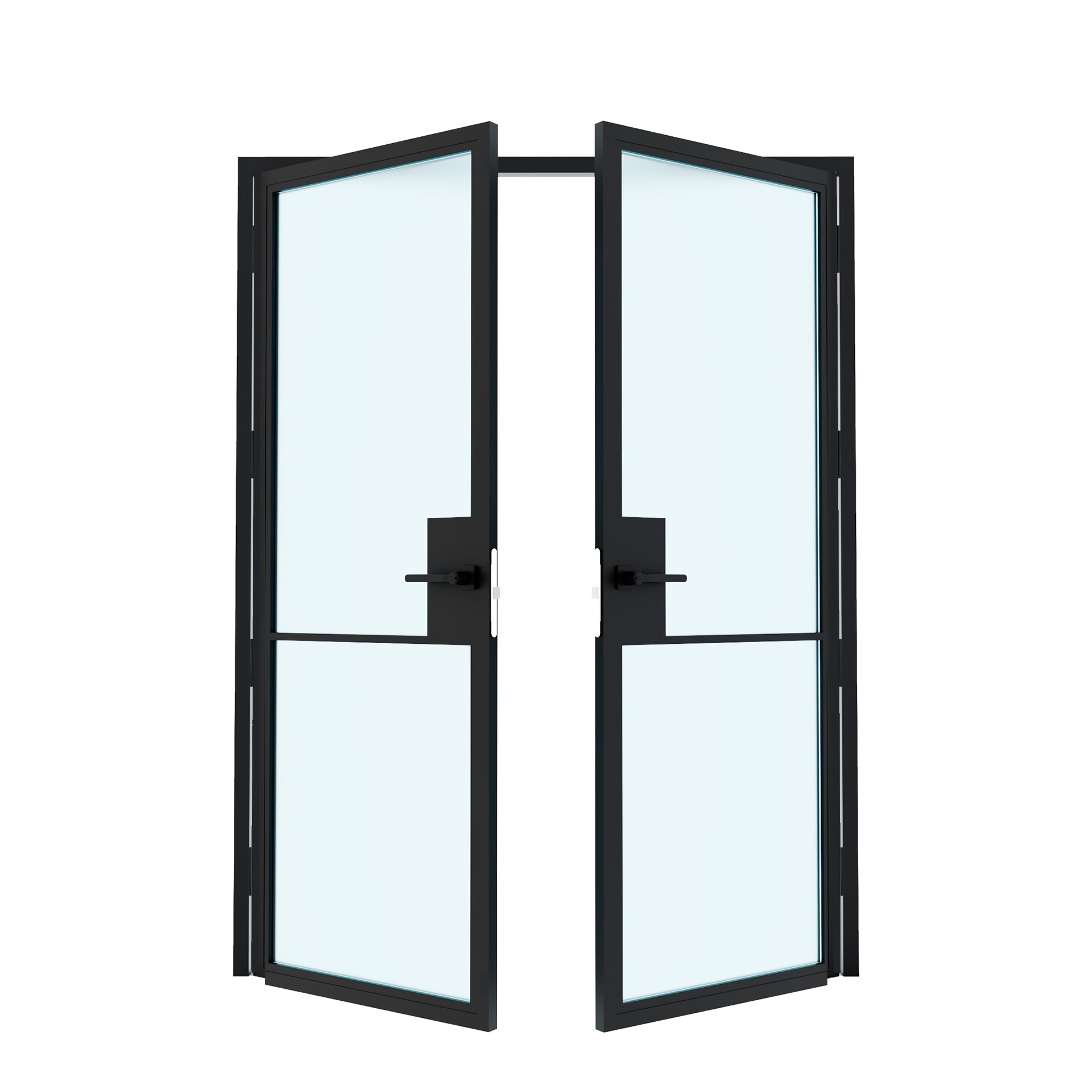 4x Lite Double Swing Interior Steel & Glass Doors