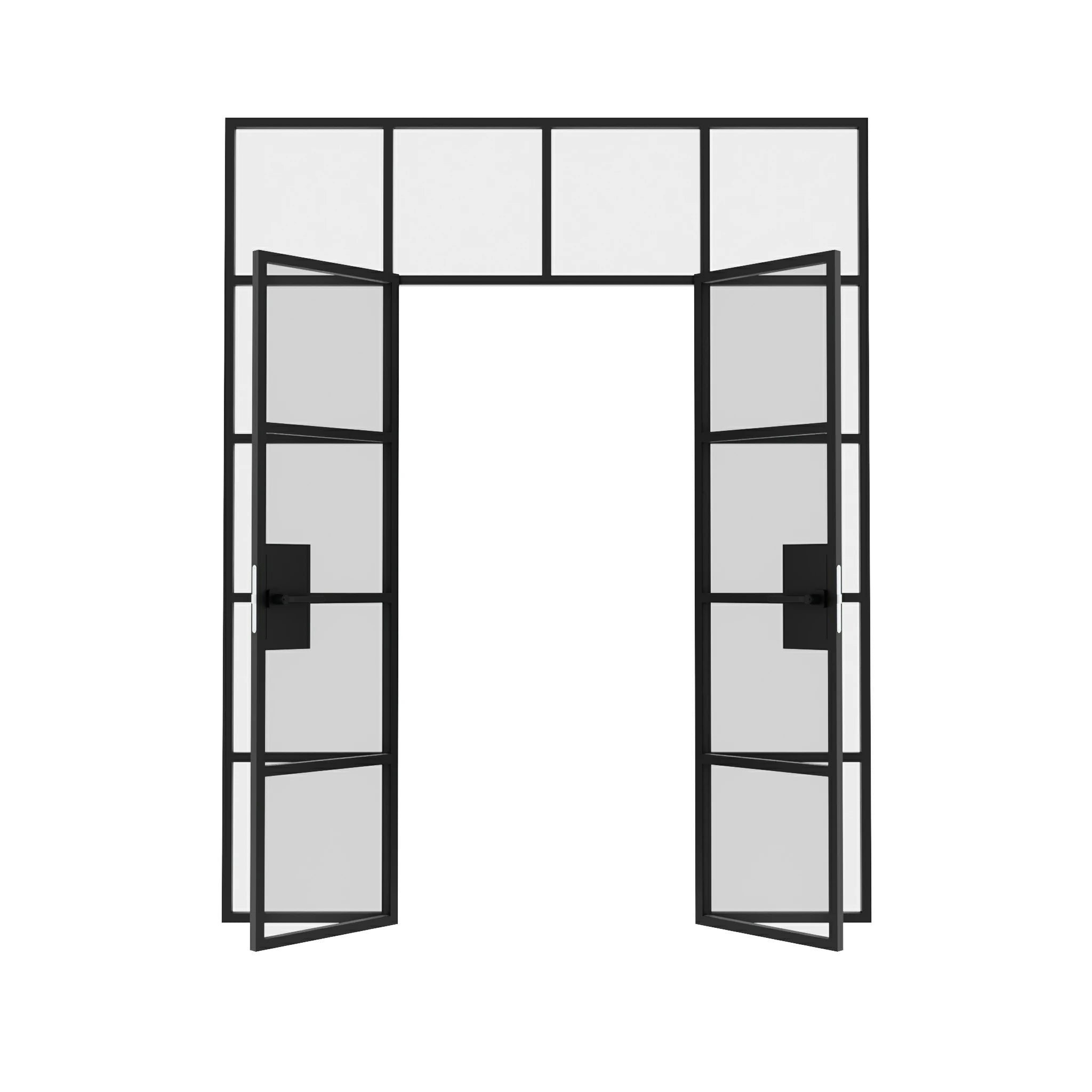 Double Swing Steel & Glass Doors Partition