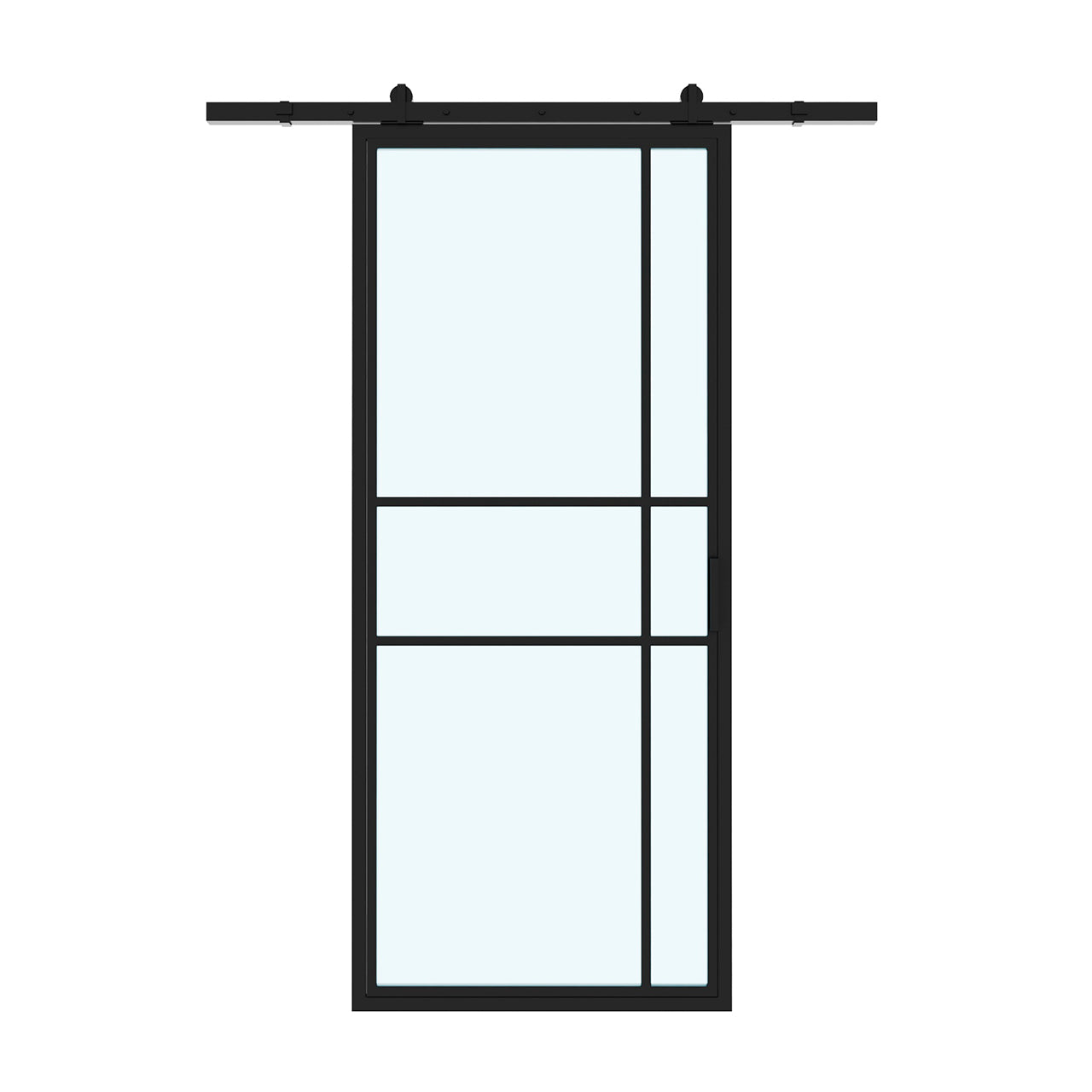 6X Lite Interior Steel Glass Barn Door