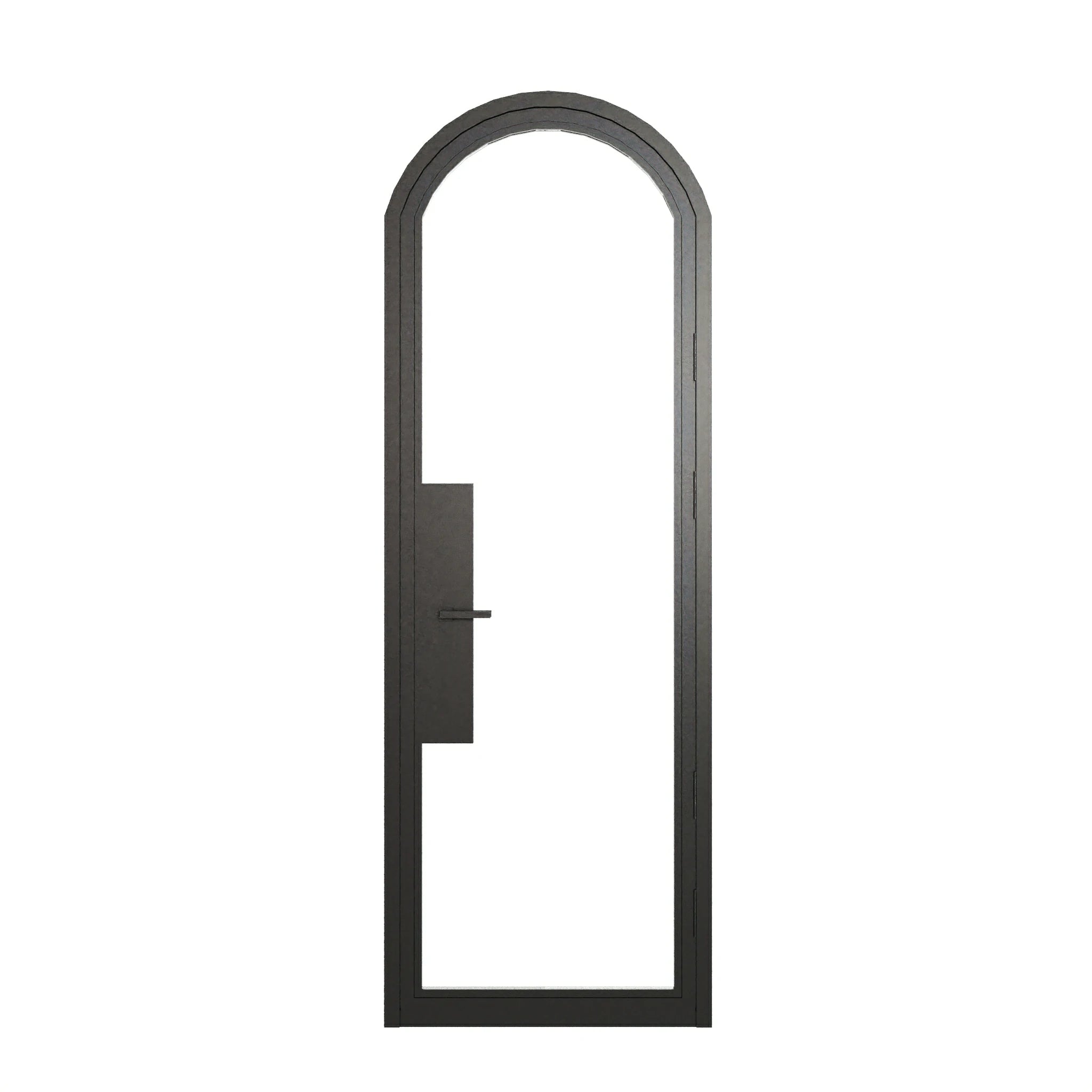 Full Lite Arched Single Front Door - steel and glass front door closed view - Alpada Doors