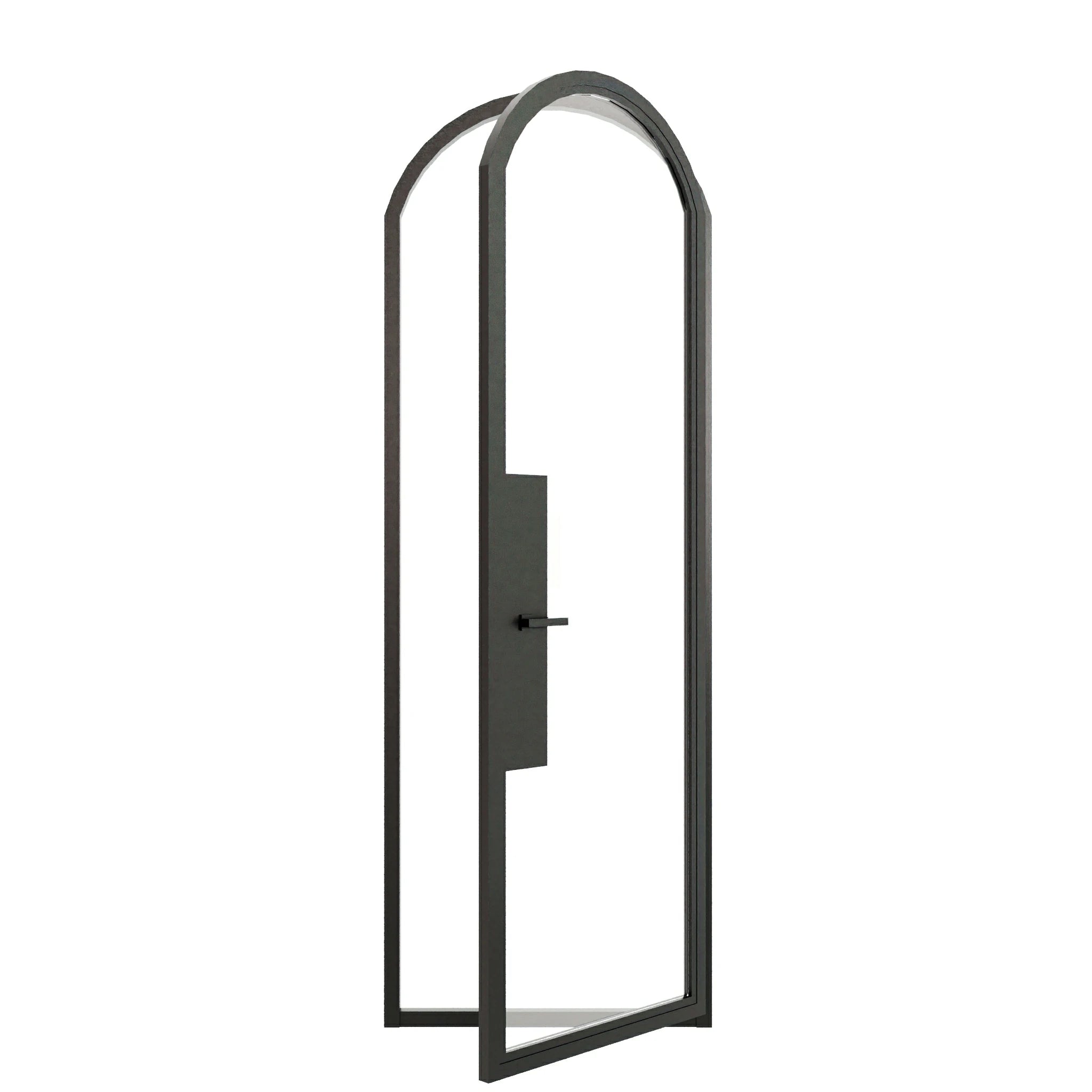 Full Lite Arched Single Front Door - steel and glass front door open view - Alpada Doors