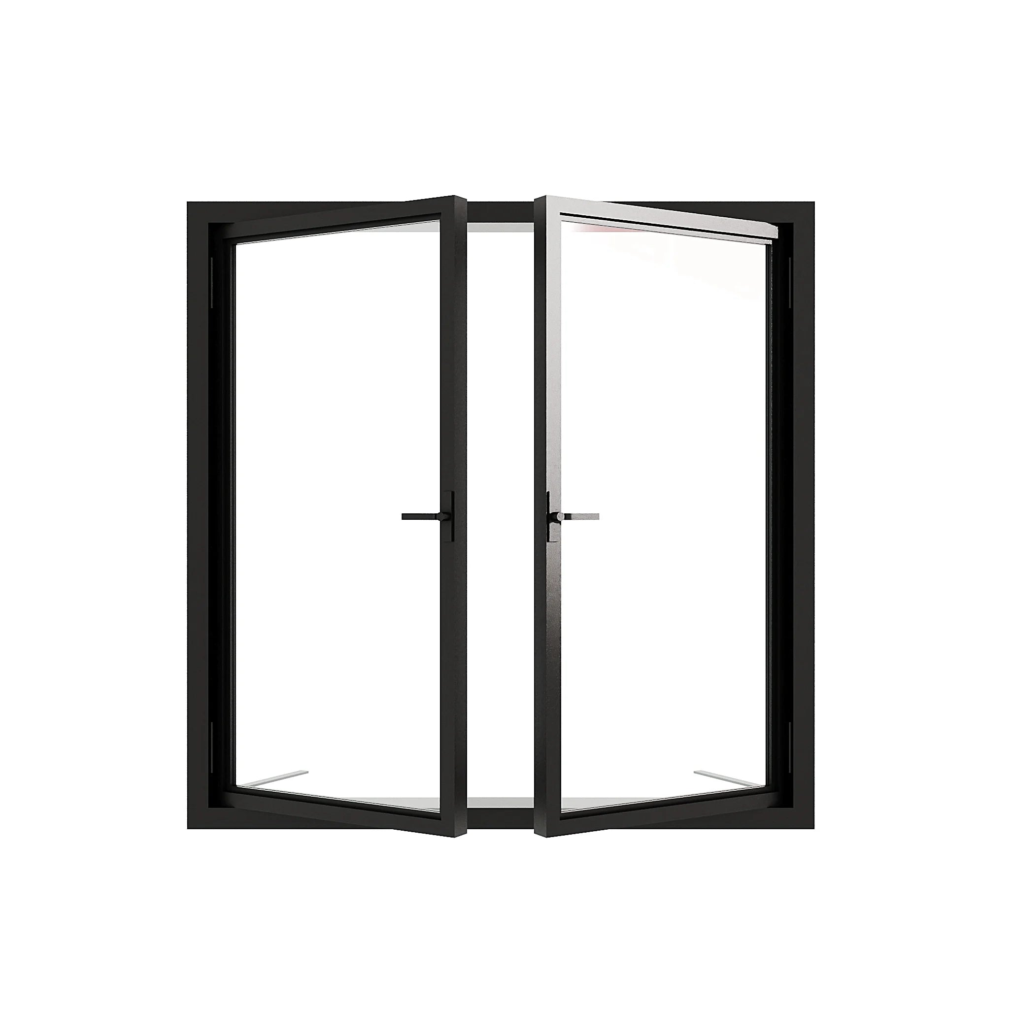 Full Lite Double Casement Window - both sashes swung open - Alpada Doors