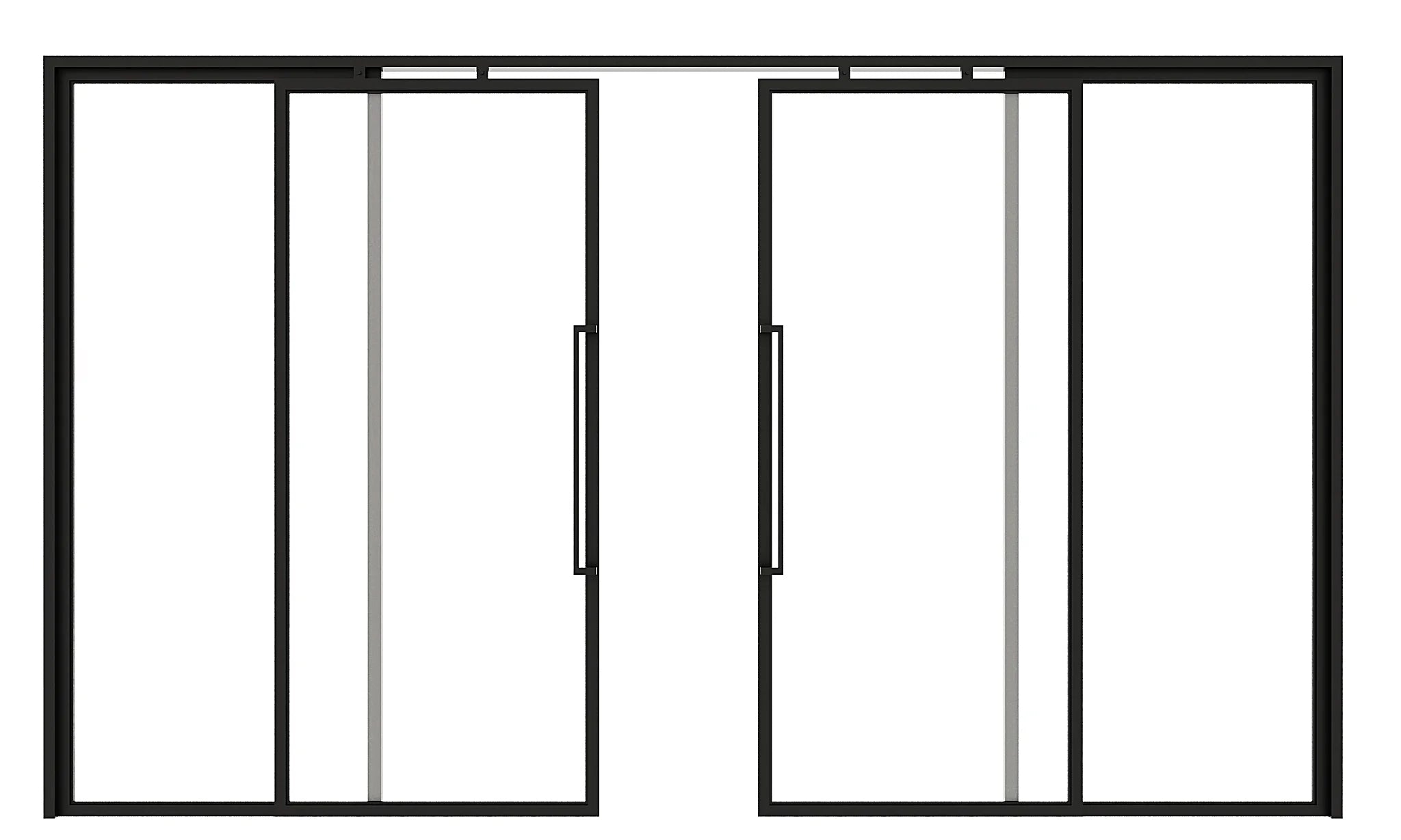 Full Lite Double Interior Sliding Door - sliding glass room divider panels open - Alpada Doors