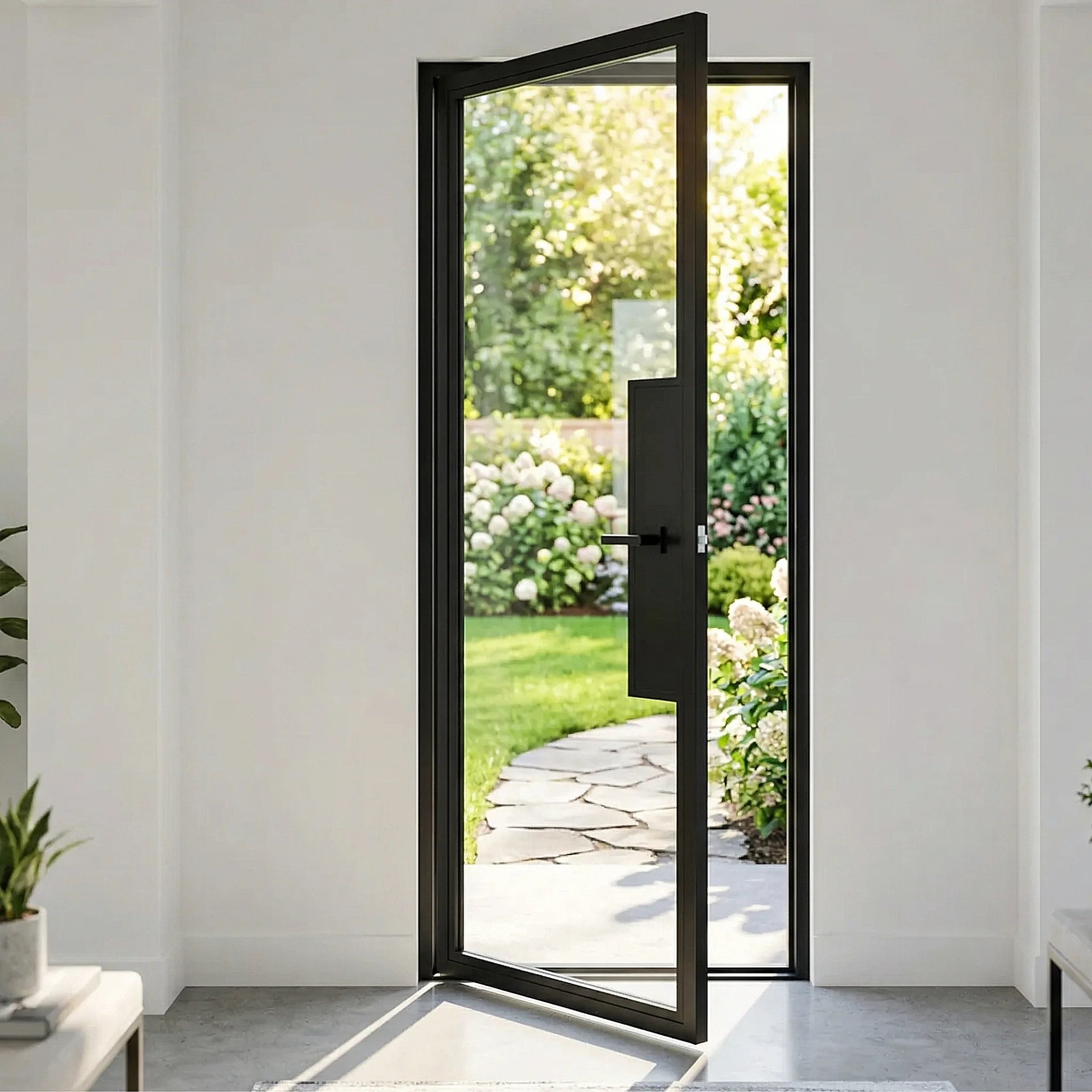 Full Lite Entryway Steel Door - AlpadaDoors - Exterior single swing door