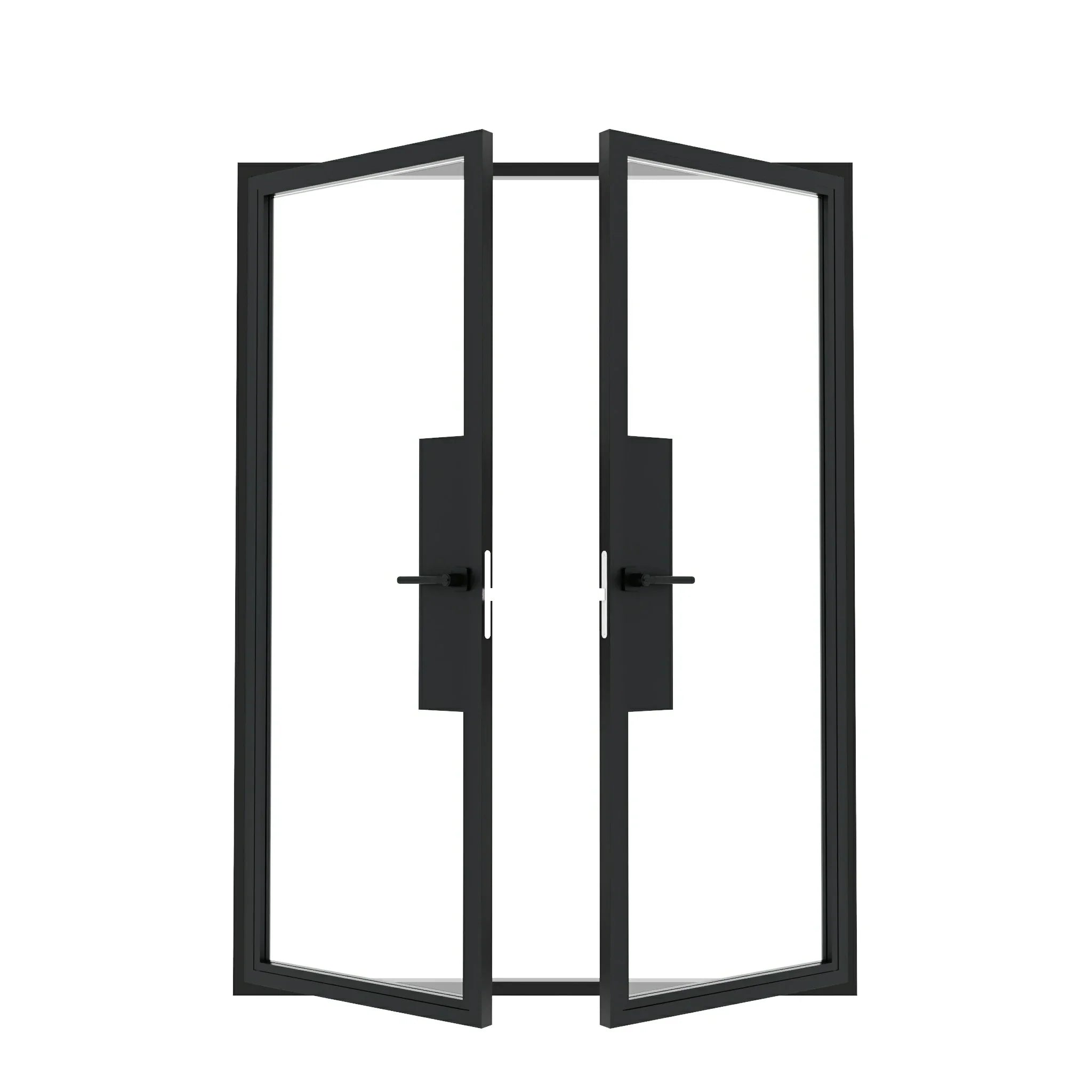 Full Lite Entryway Steel Double Door - AlpadaDoors - Exterior double swing door