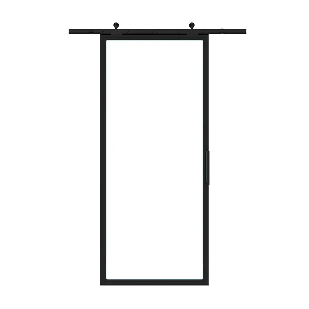 Full Lite Interior Steel Barn Door - AlpadaDoors - Interior single barn door
