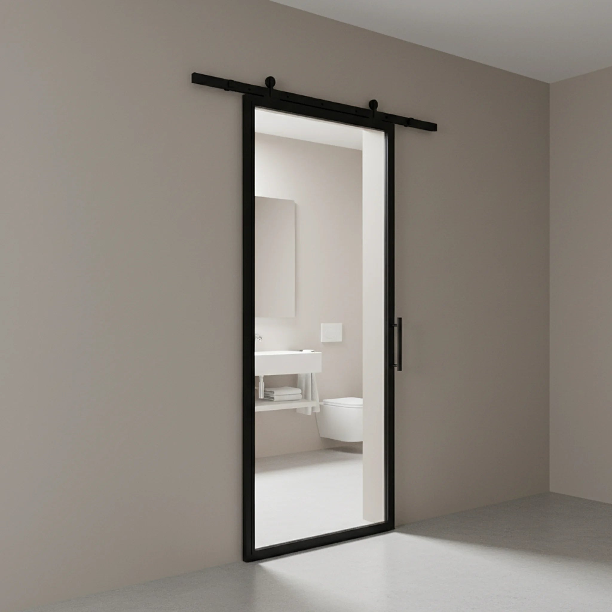Full Lite Interior Steel Barn Door Modern Line - Alpada Doors