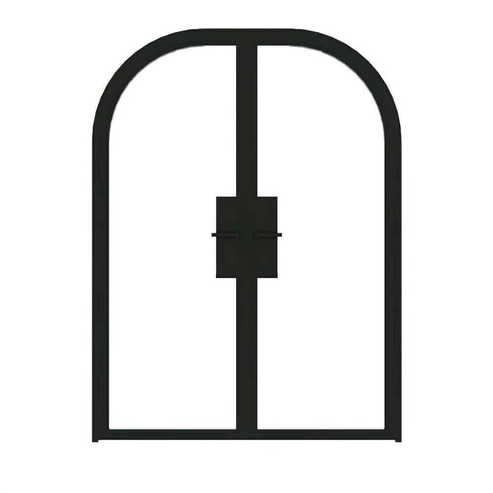 Full Lite Interior Steel Round Top French Double Door - AlpadaDoors - Arched interior french doors