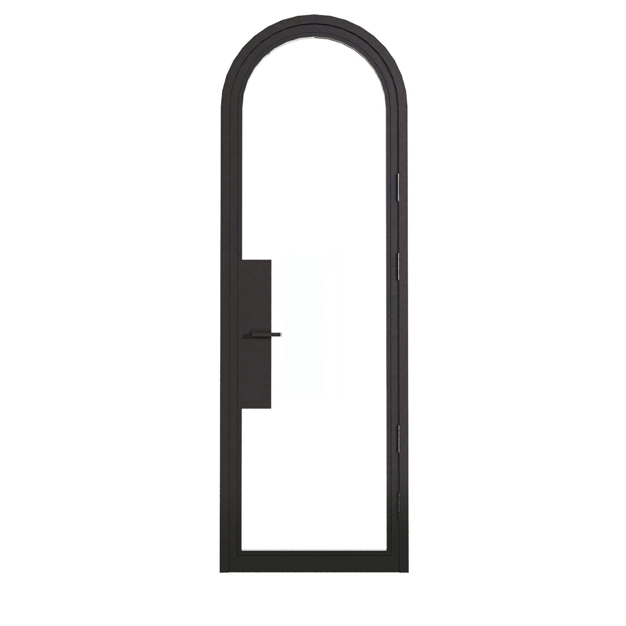 Full Lite Round Top Single Front Door - iron and glass front door closed view - Alpada Doors