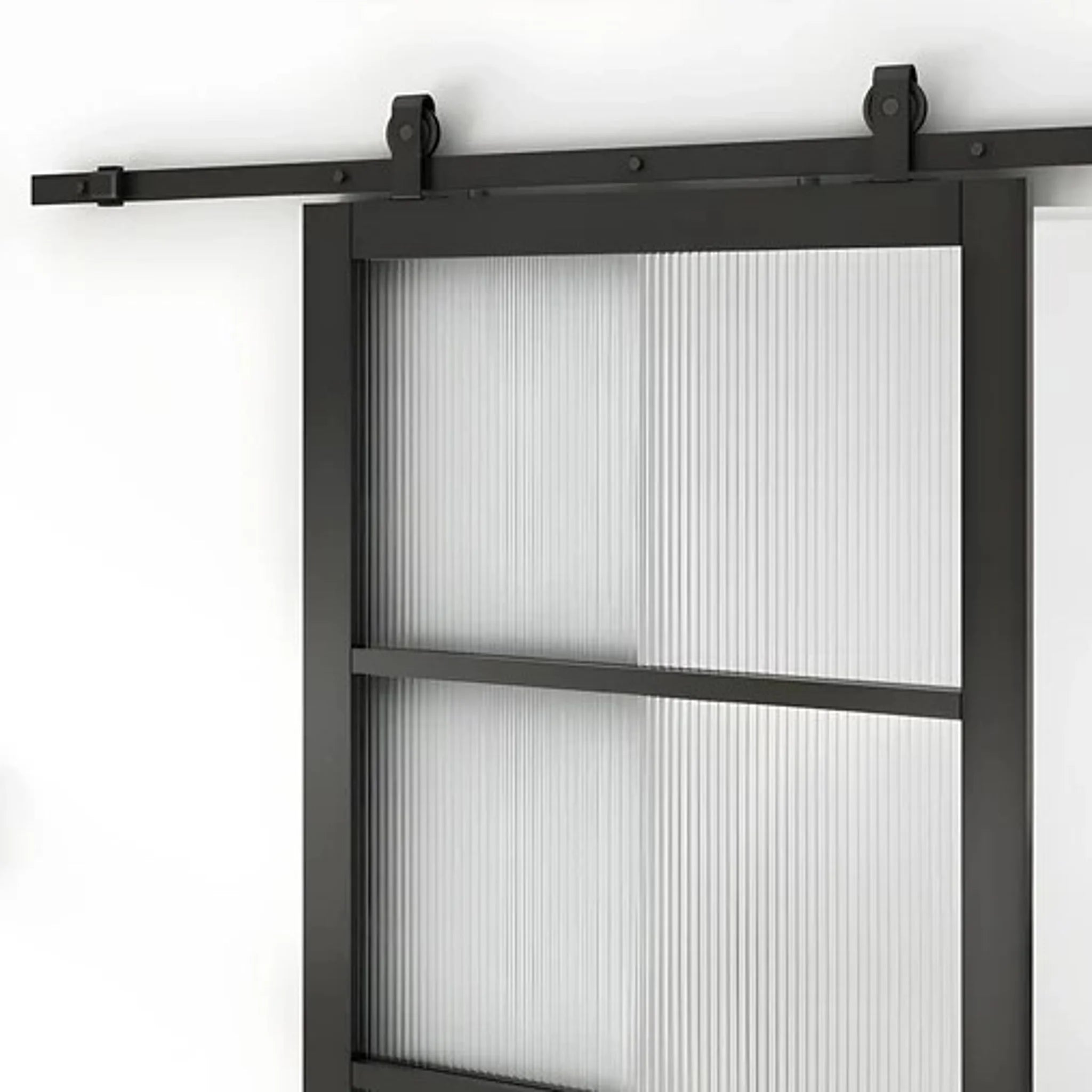 Interior French Barn Door W Steel Panel Frosted Glass - Alpada Doors