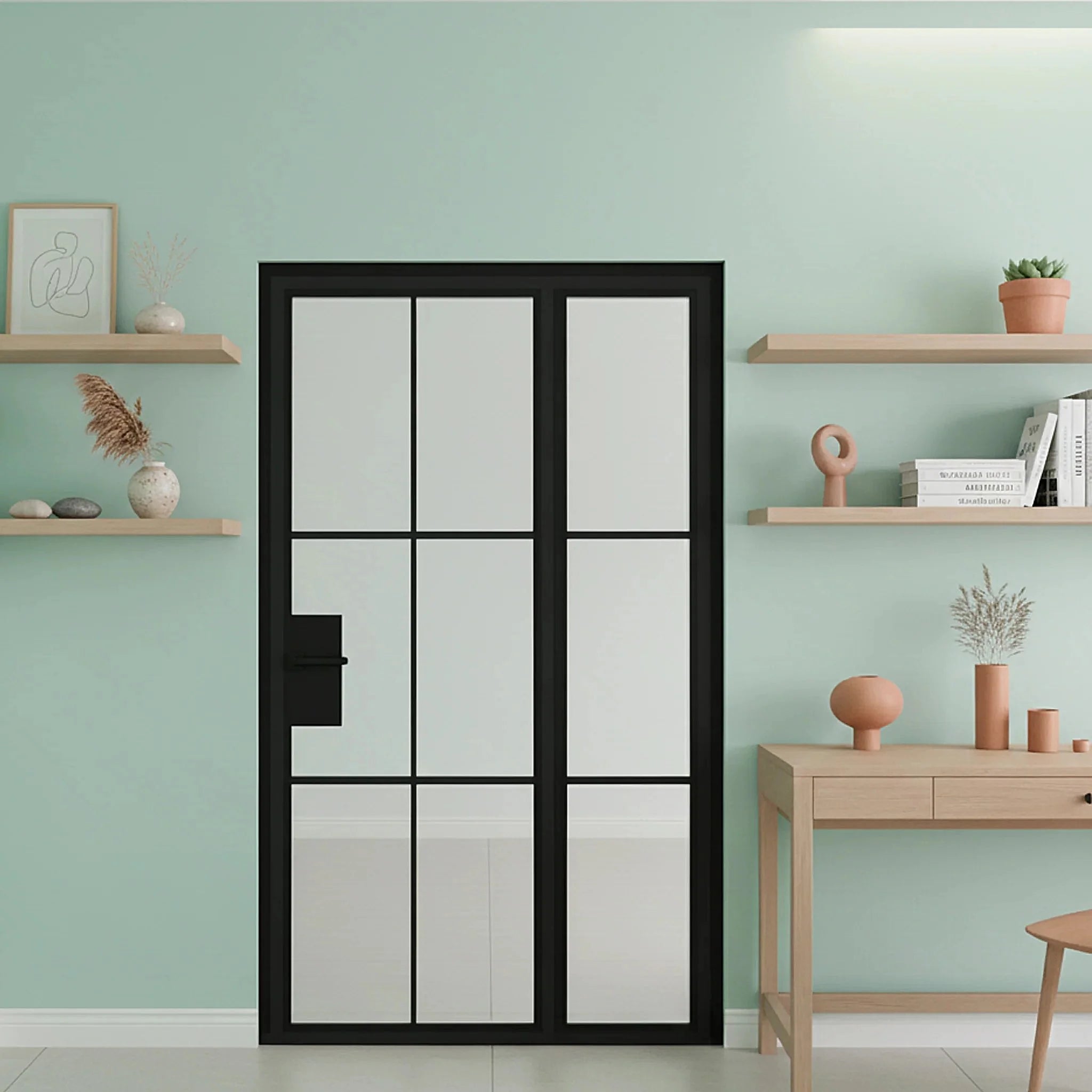 Interior Steel Glass Door Right Sidelite Classic Grid - Alpada Doors