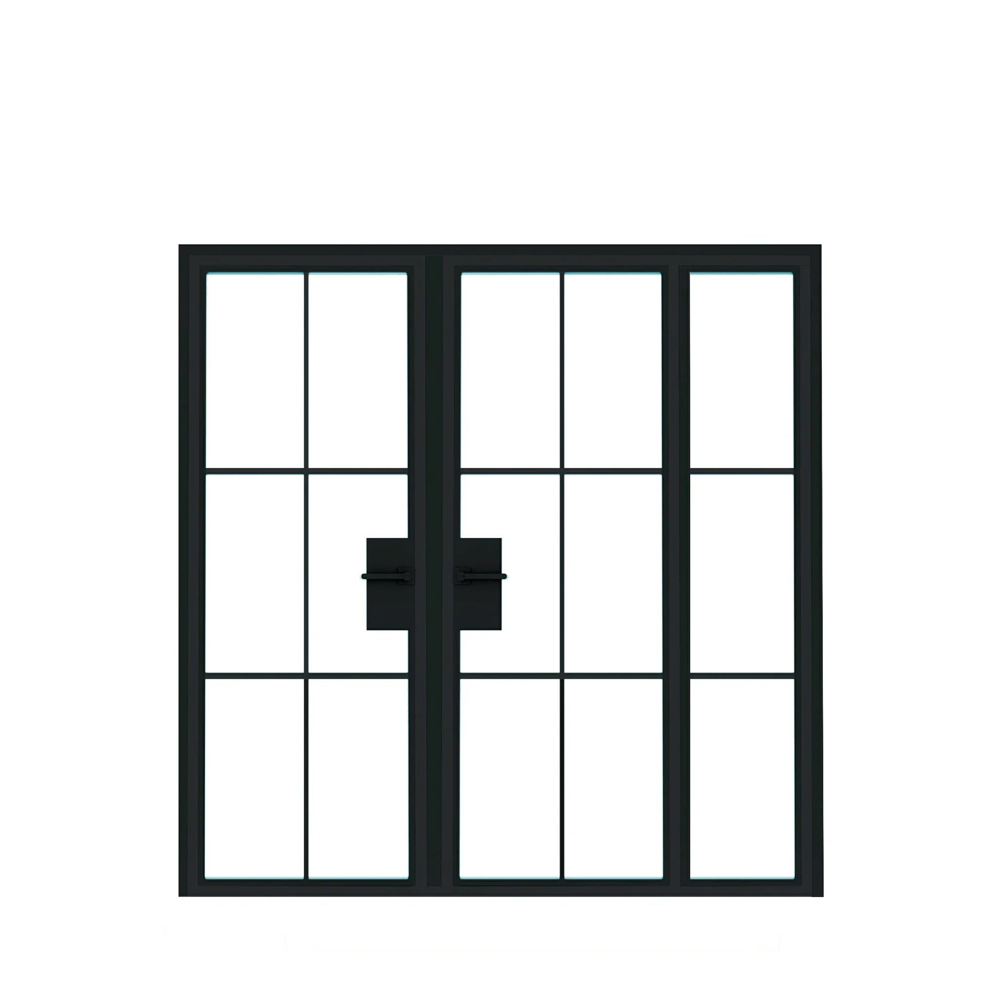 Interior Steel Glass Double Door – Right Sidelite - AlpadaDoors - Interior double swing door