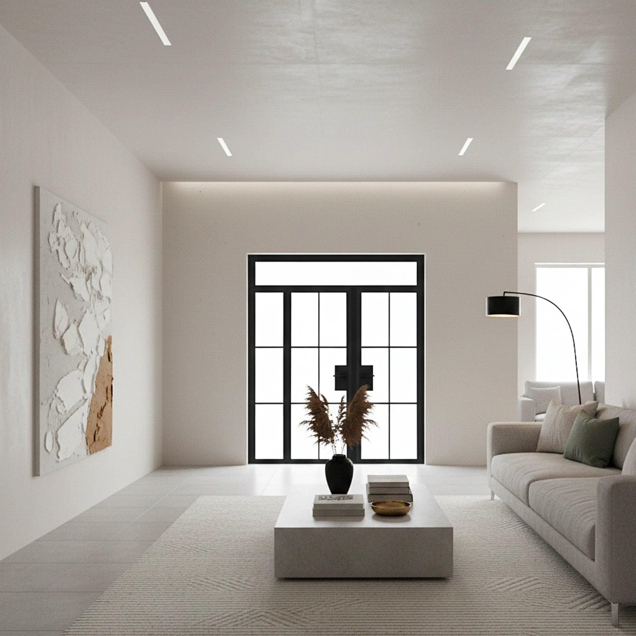 Interior Steel Glass Double Door Transom Left Sidelite Classic Grid - Alpada Doors