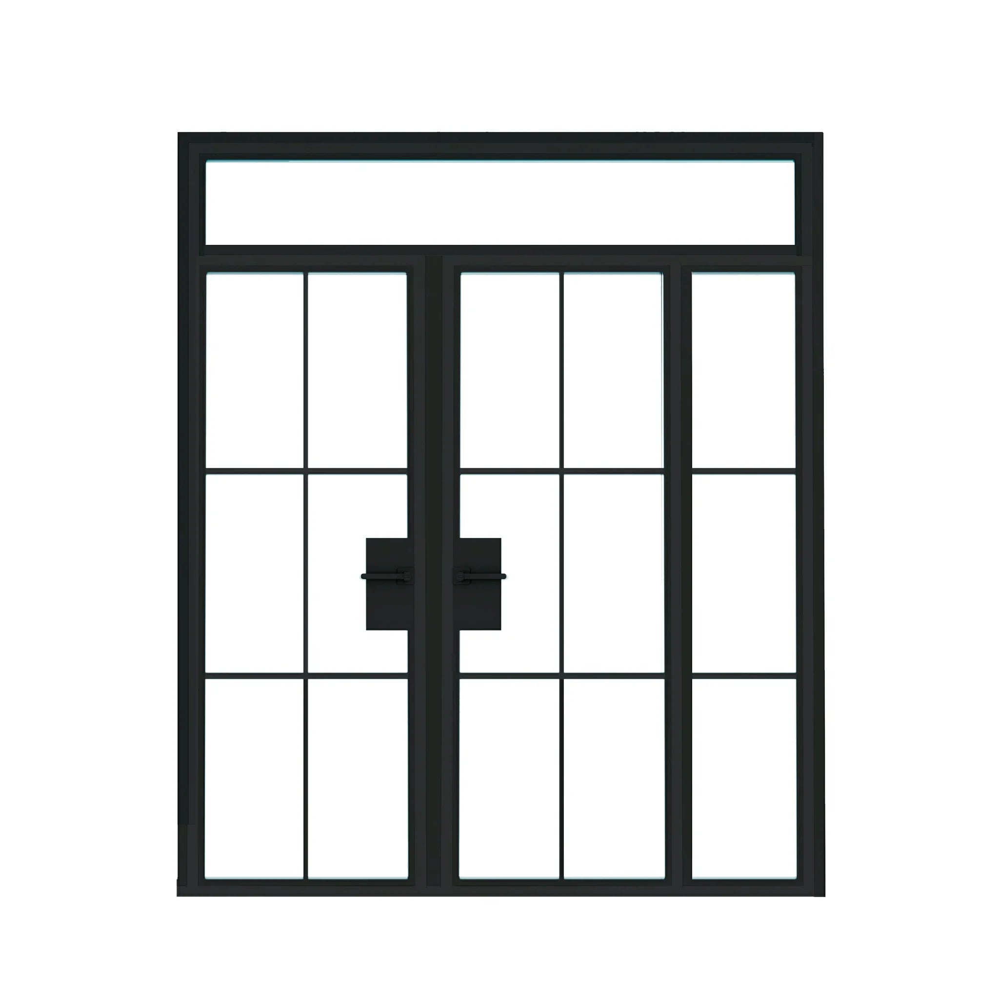 Interior Steel Glass Double Door – Transom & Right Sidelite - AlpadaDoors - Interior double swing door