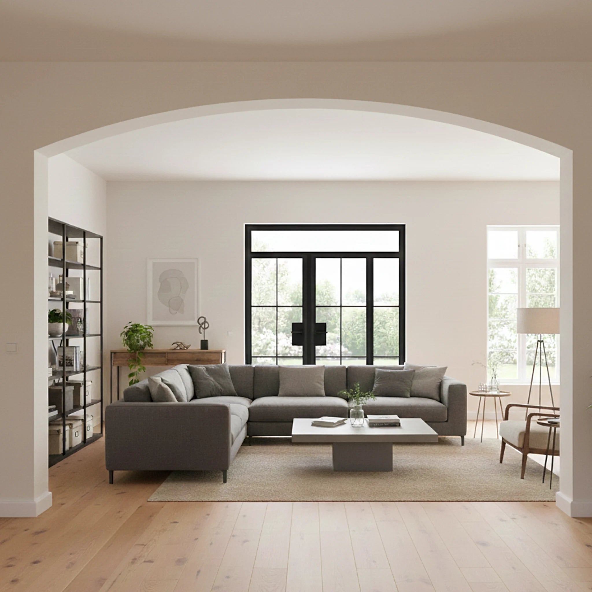 Interior Steel Glass Double Door Transom Right Sidelite Classic Grid - Alpada Doors