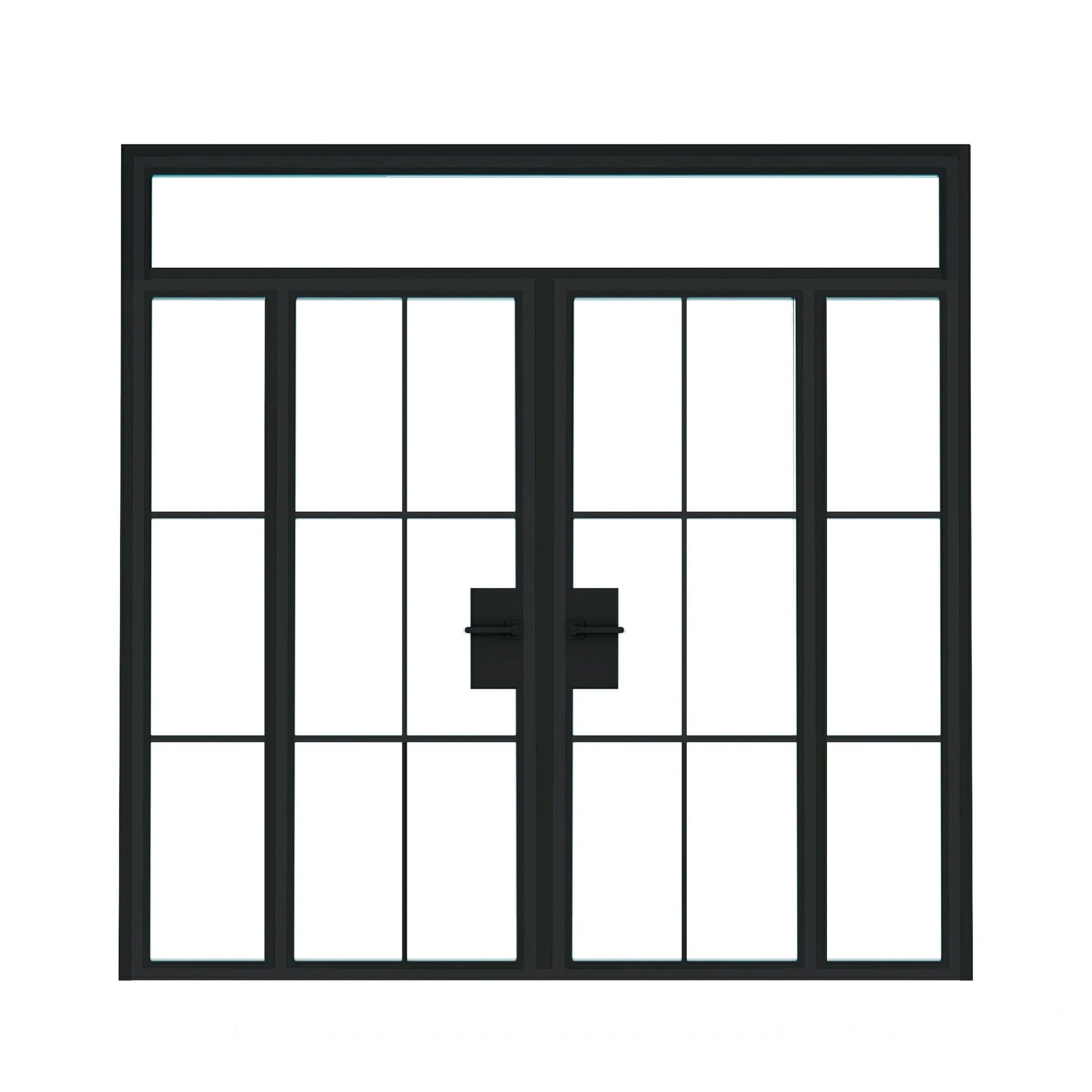 Interior Steel Glass Double Door – Transom & Sidelites - AlpadaDoors - Interior double swing door