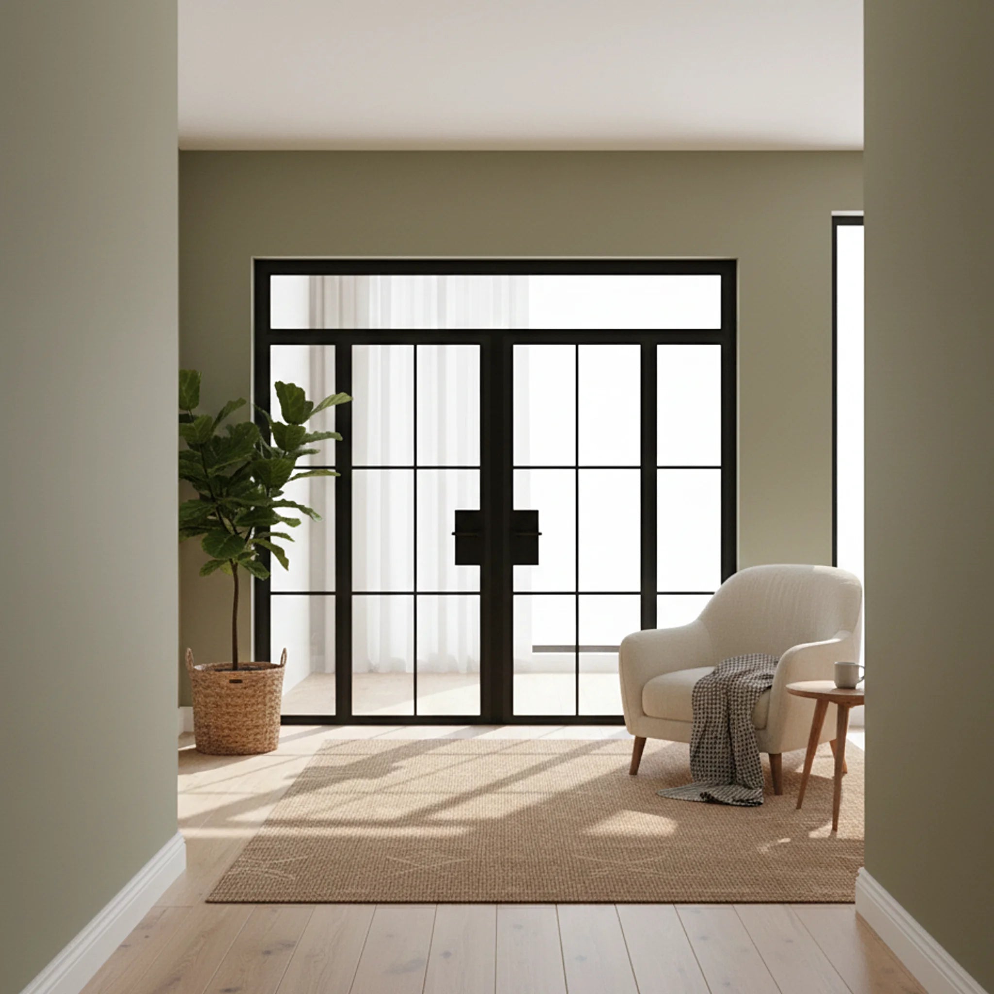 Interior Steel Glass Double Door Transom Sidelites Classic Grid - Alpada Doors