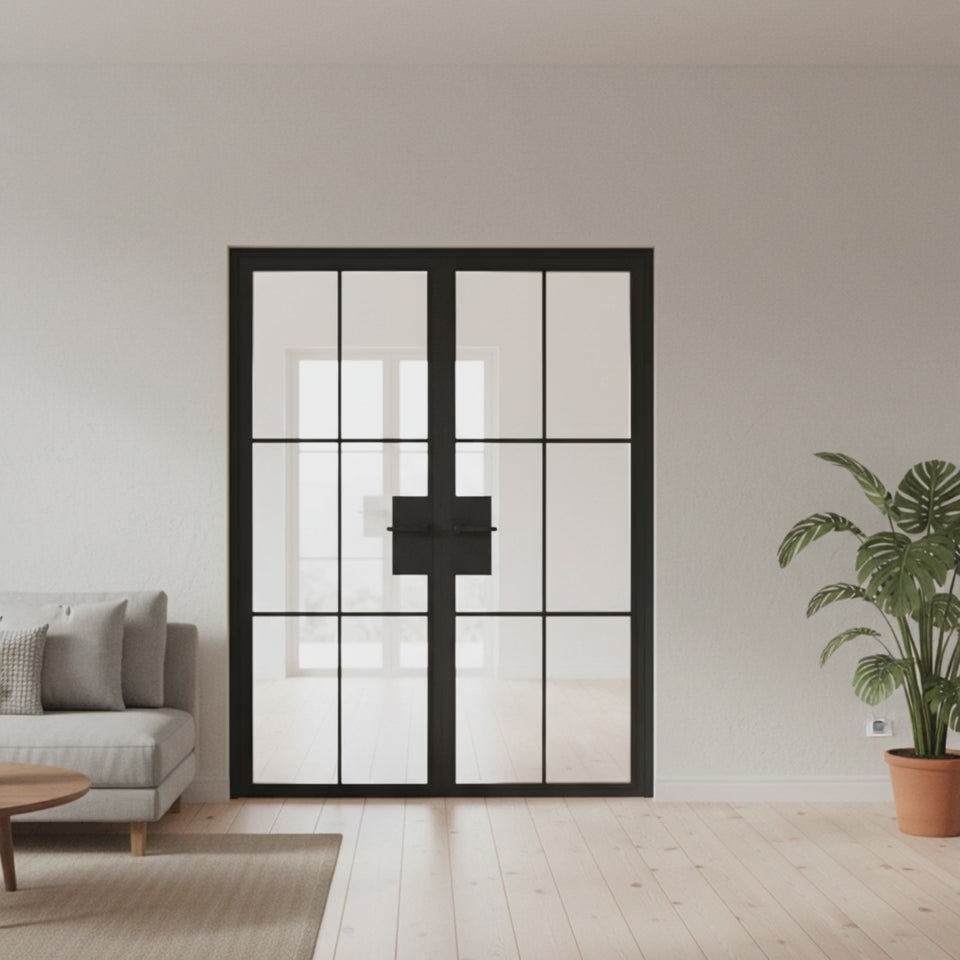 6 Lite Interior Steel French Double Door