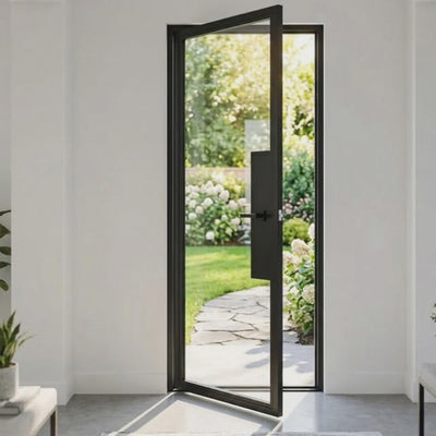 Full Lite Entryway Steel Door - AlpadaDoors - Exterior single swing door