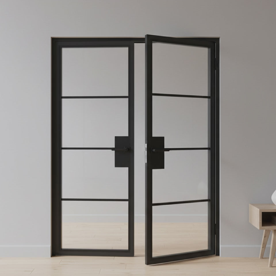4 Lite Interior Steel French Double Door