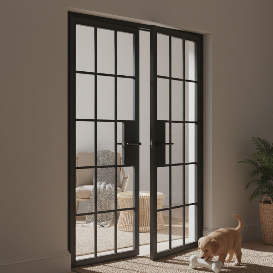 15 Lite Interior Steel French Double Door