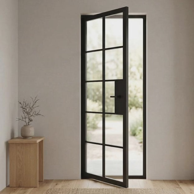 10 Lite Entryway Steel French Door - AlpadaDoors - Exterior single swing door