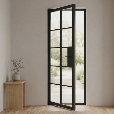 10 Lite Entryway Steel French Door - AlpadaDoors - Exterior single swing door