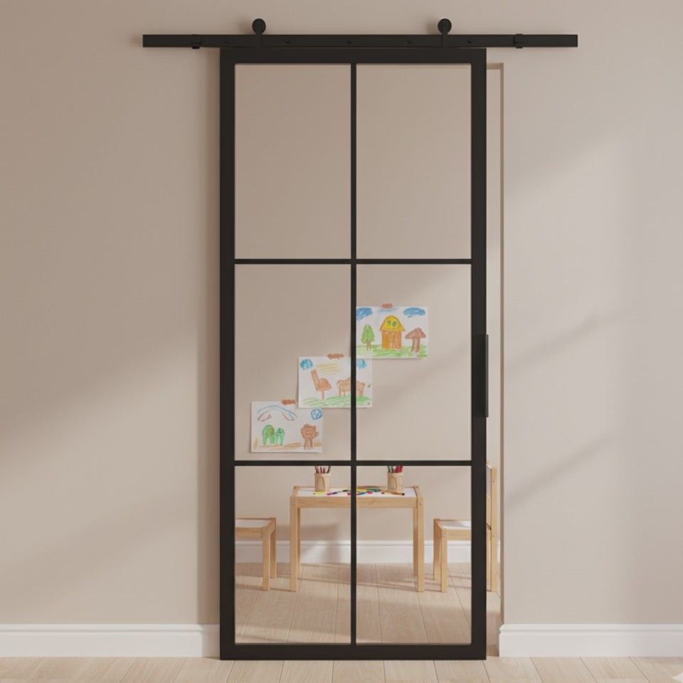 6 Lite Interior Steel French Barn Door