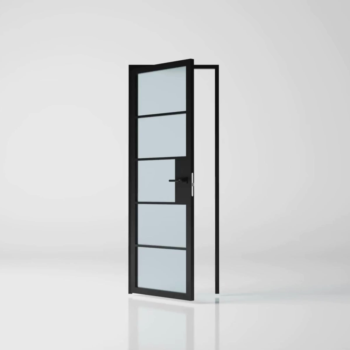 5 Lite Interior Steel French Door Frosted Glass