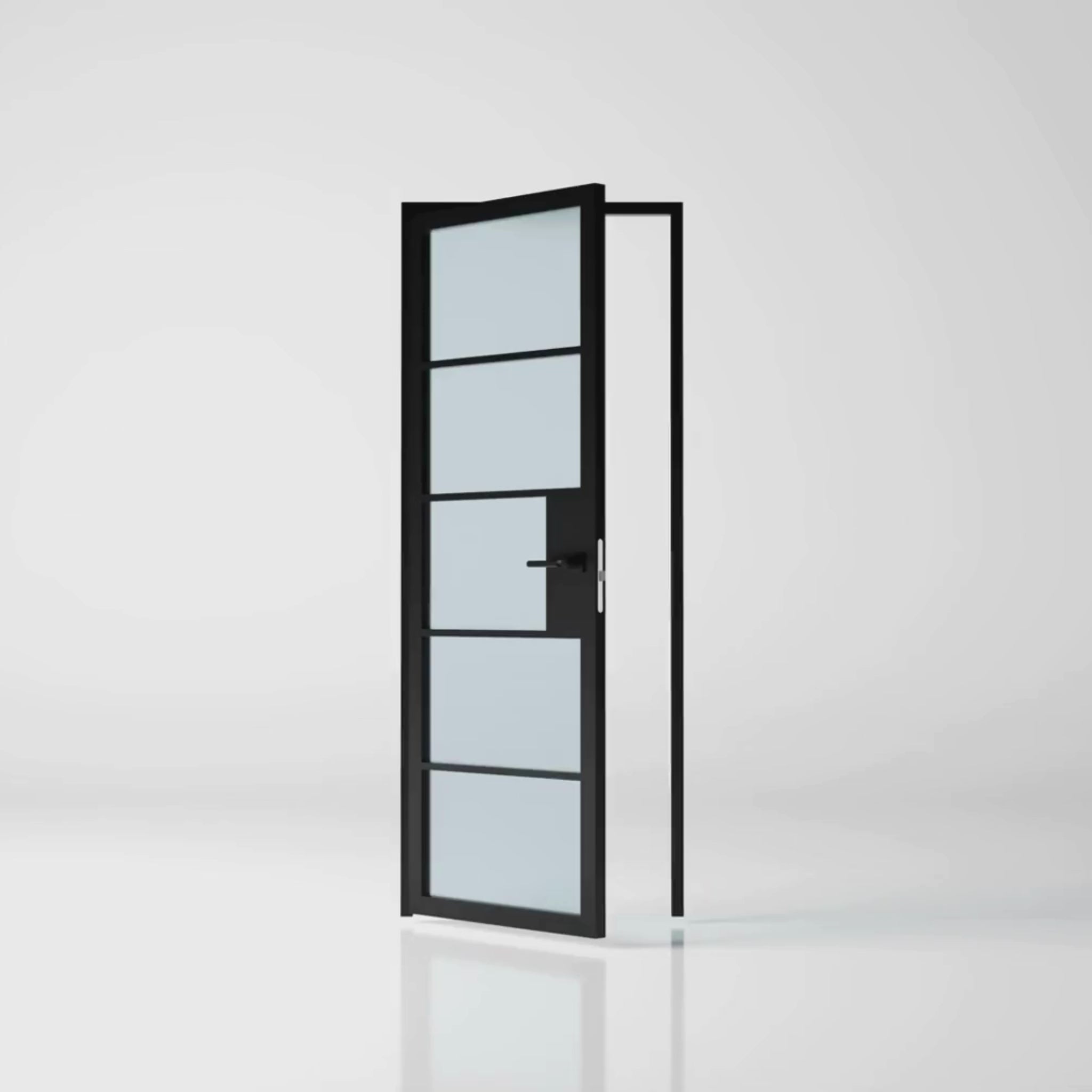 5 Lite Interior Steel French Door Frosted Glass