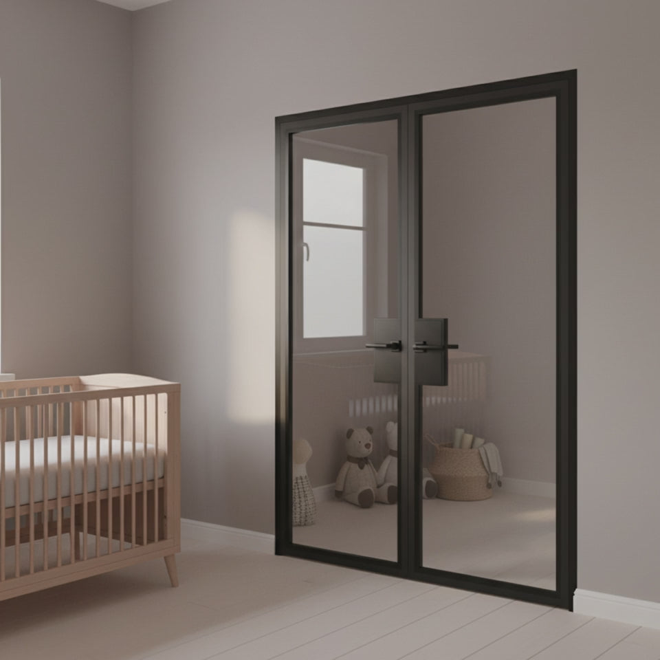 Full Lite Interior Steel Double Door